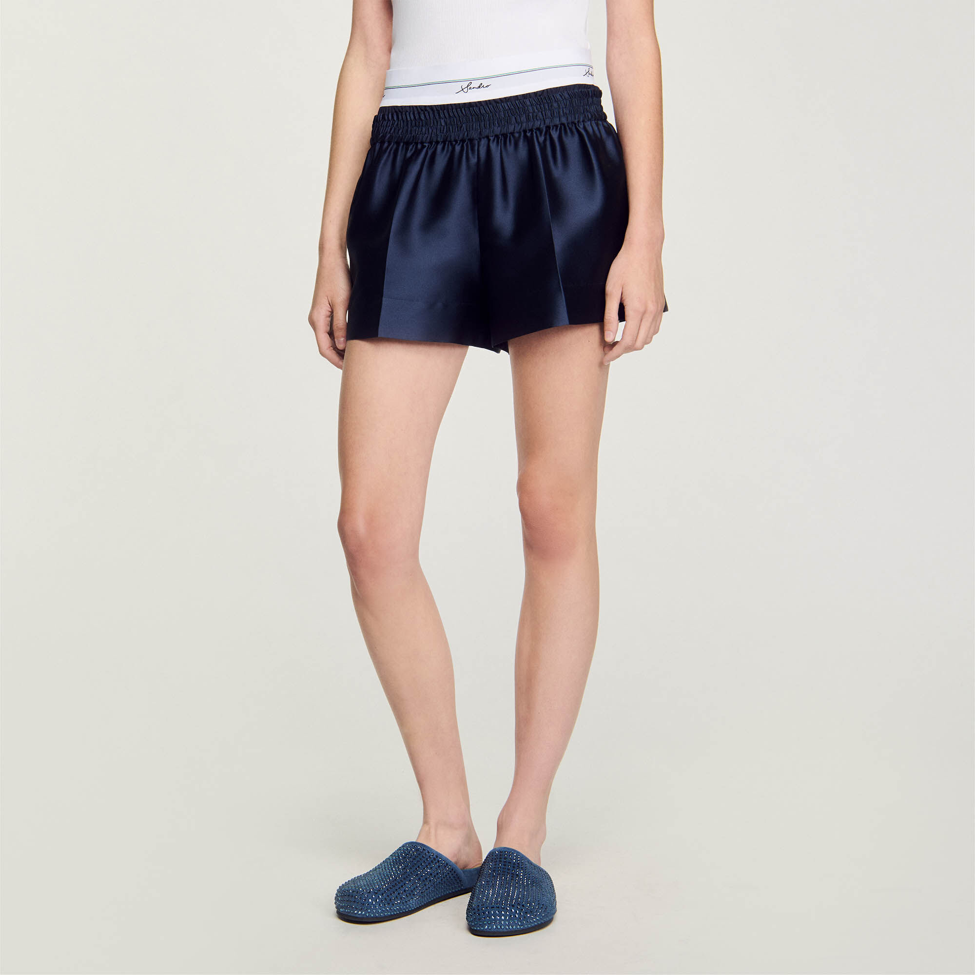 Satin Shorts With Double Waistband