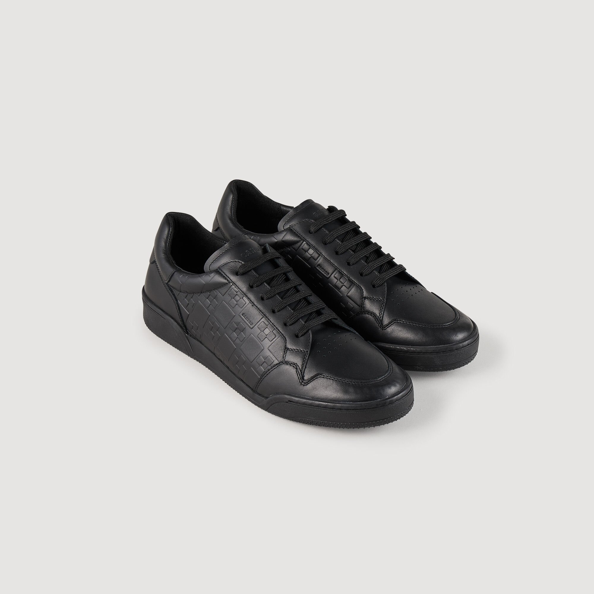 Embossed square cross leather sneakers