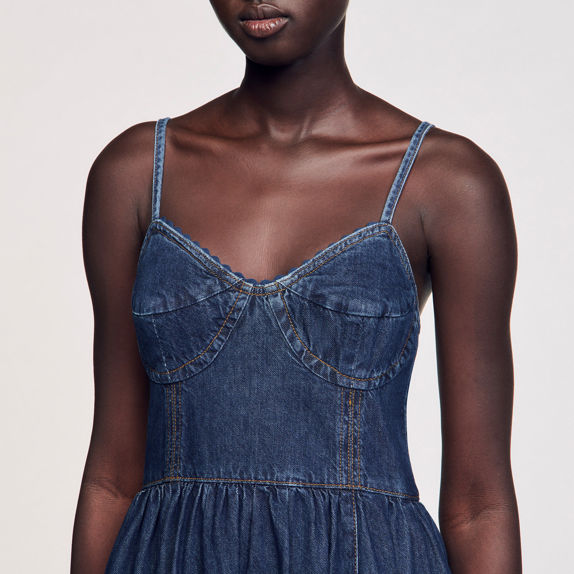 Midi denim dress blue For Women | Sandro Paris
