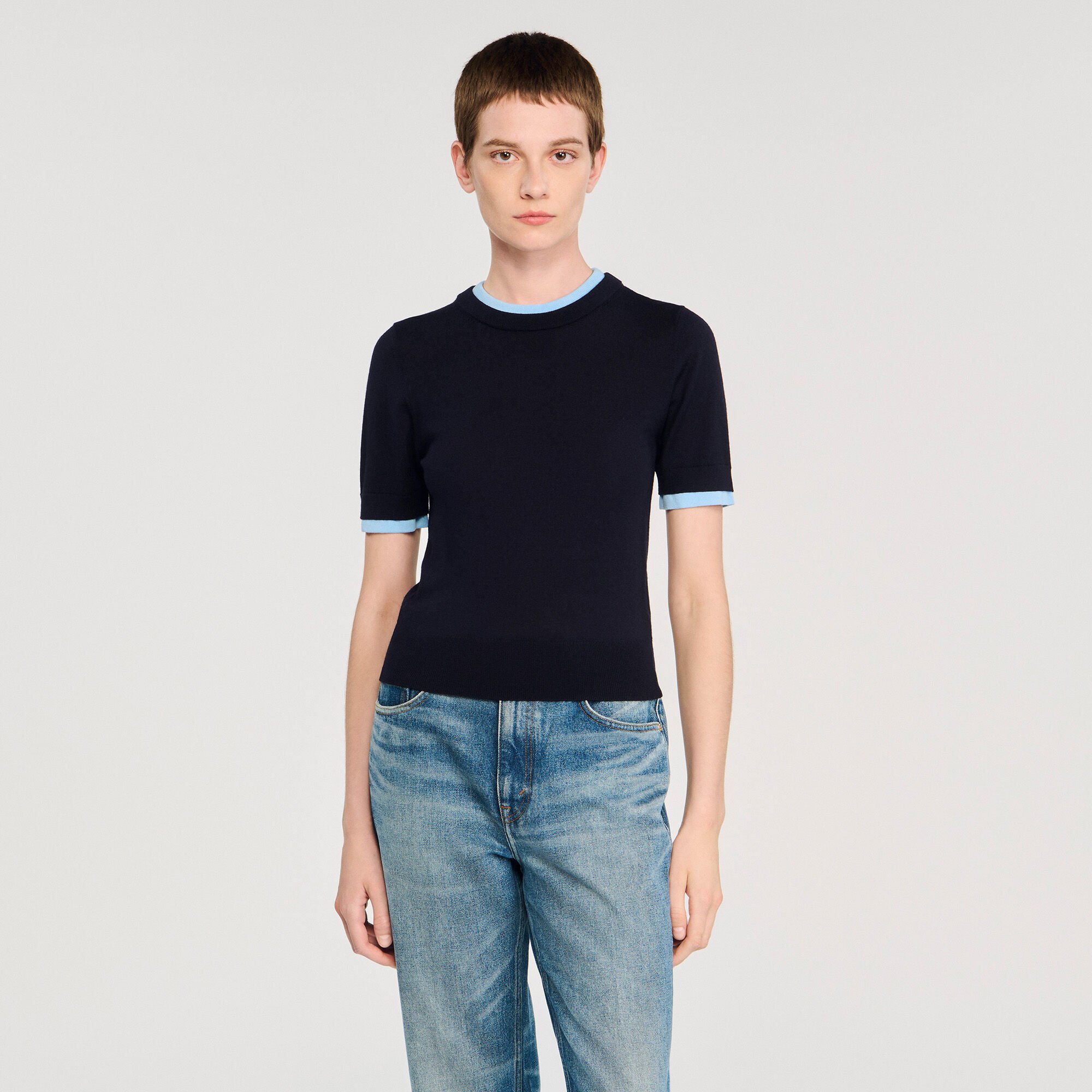 Two-tone cropped sweater