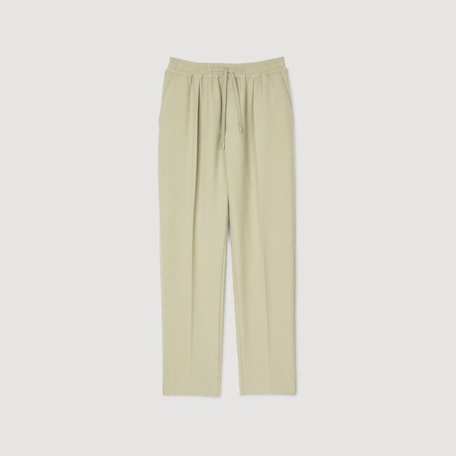 Elasticated straight-leg trousers