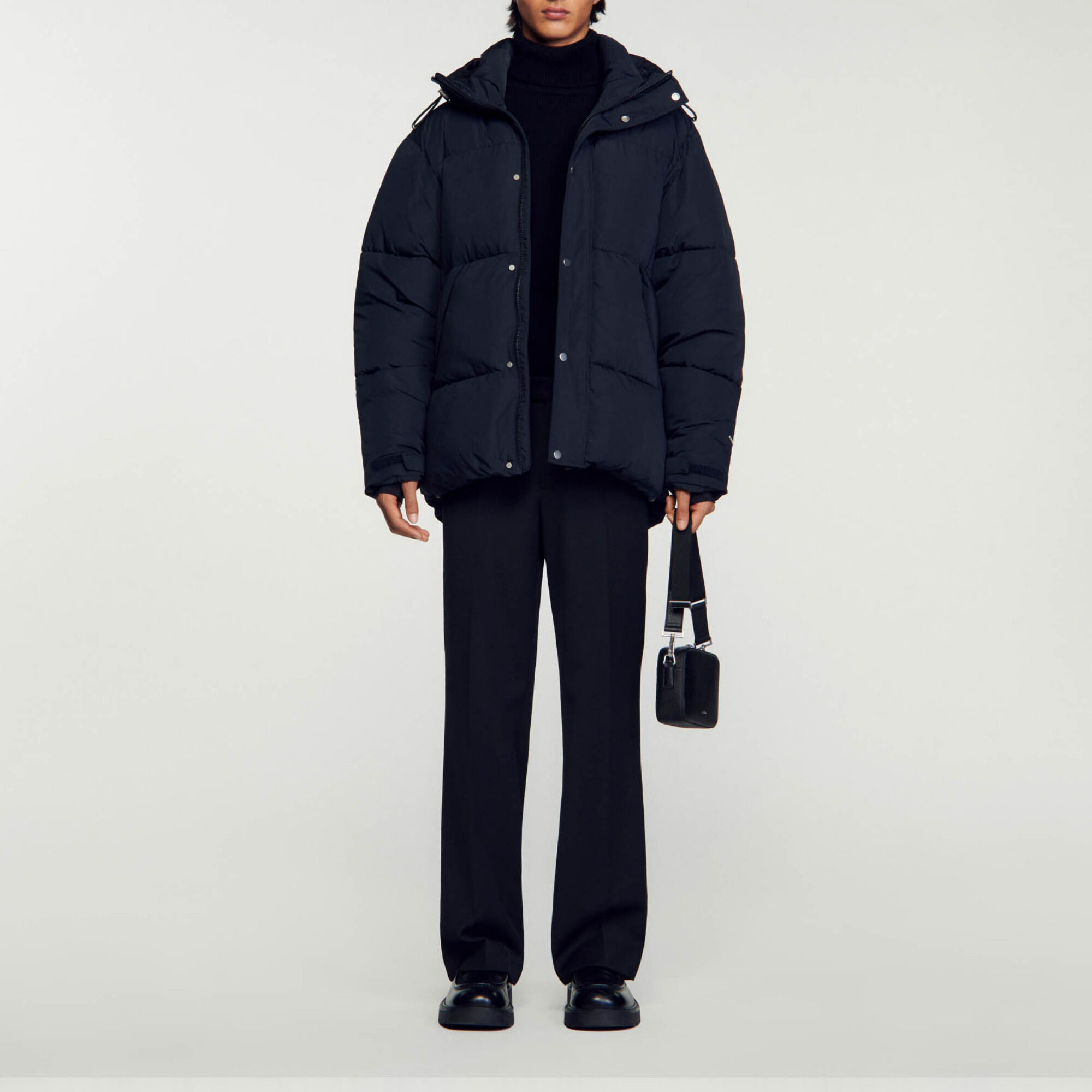 3 4 length hooded puffer jacket