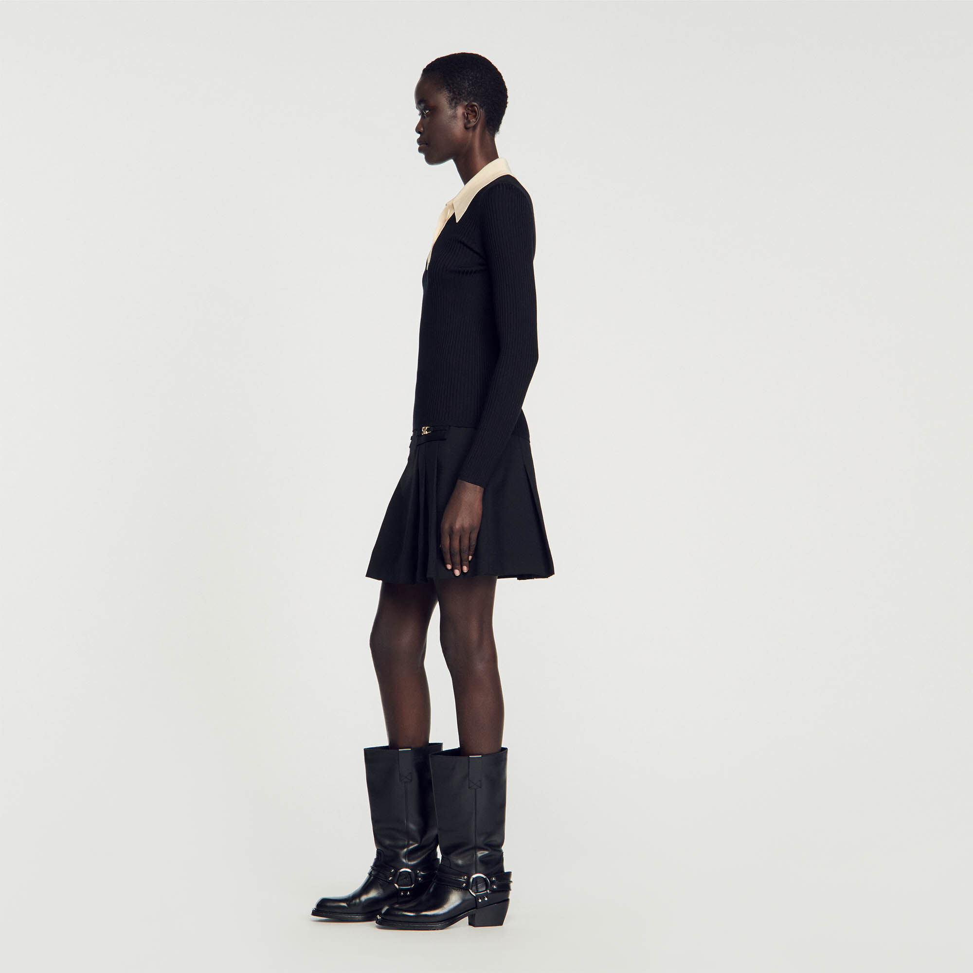 Knit Polo Neck Sweater
