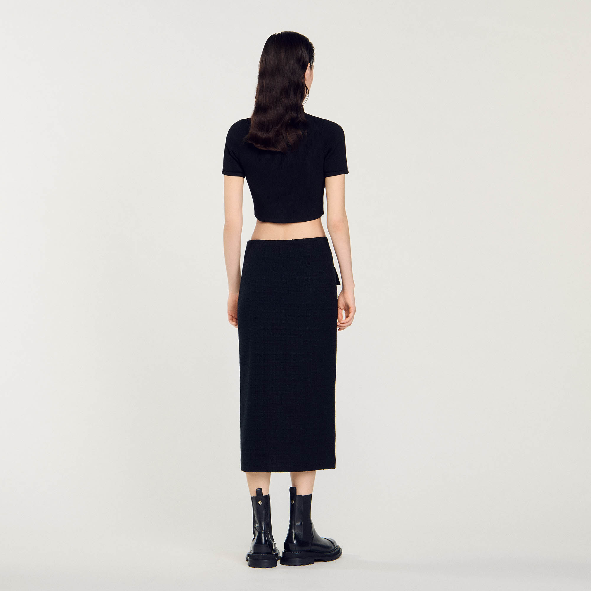 Tweed midi skirt