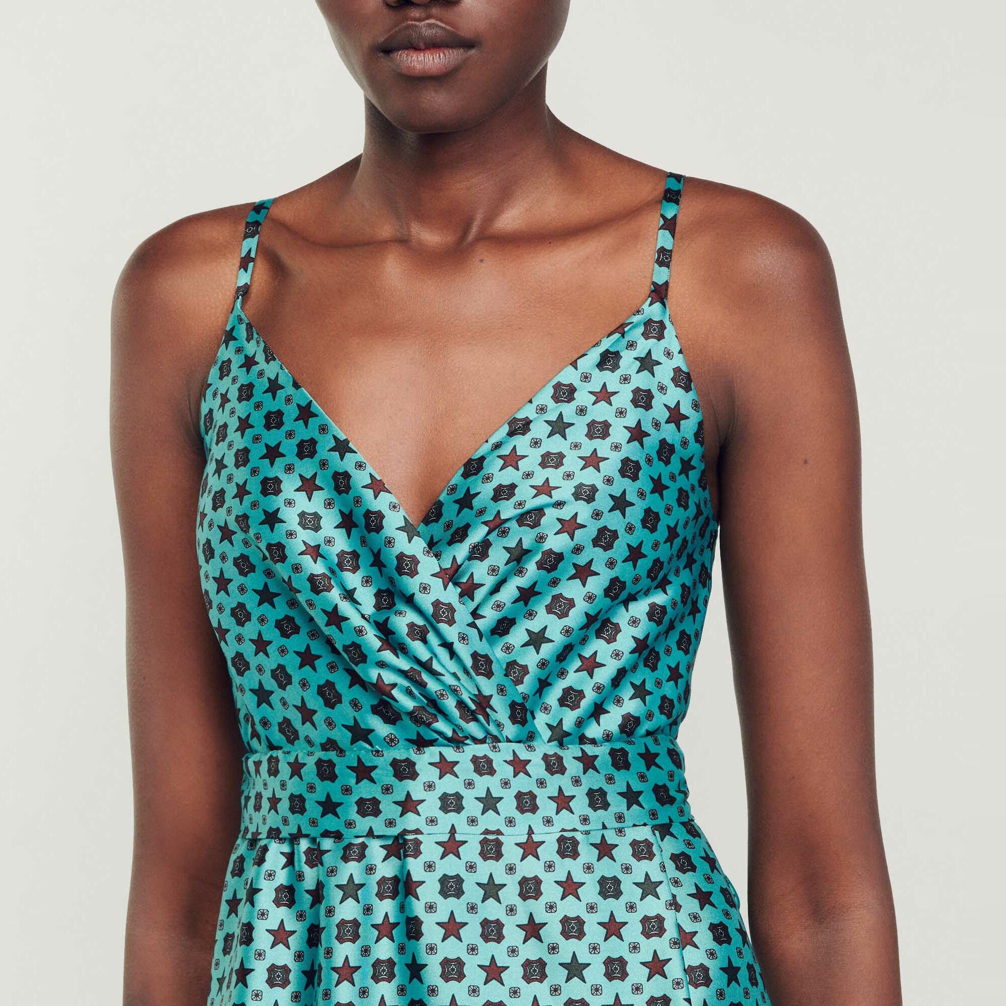 Printed satin midi dress
