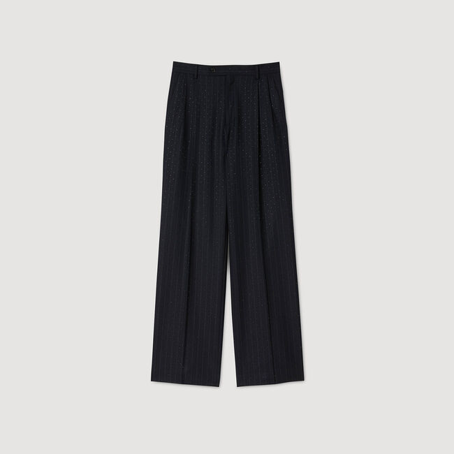 Rhinestone striped trousers