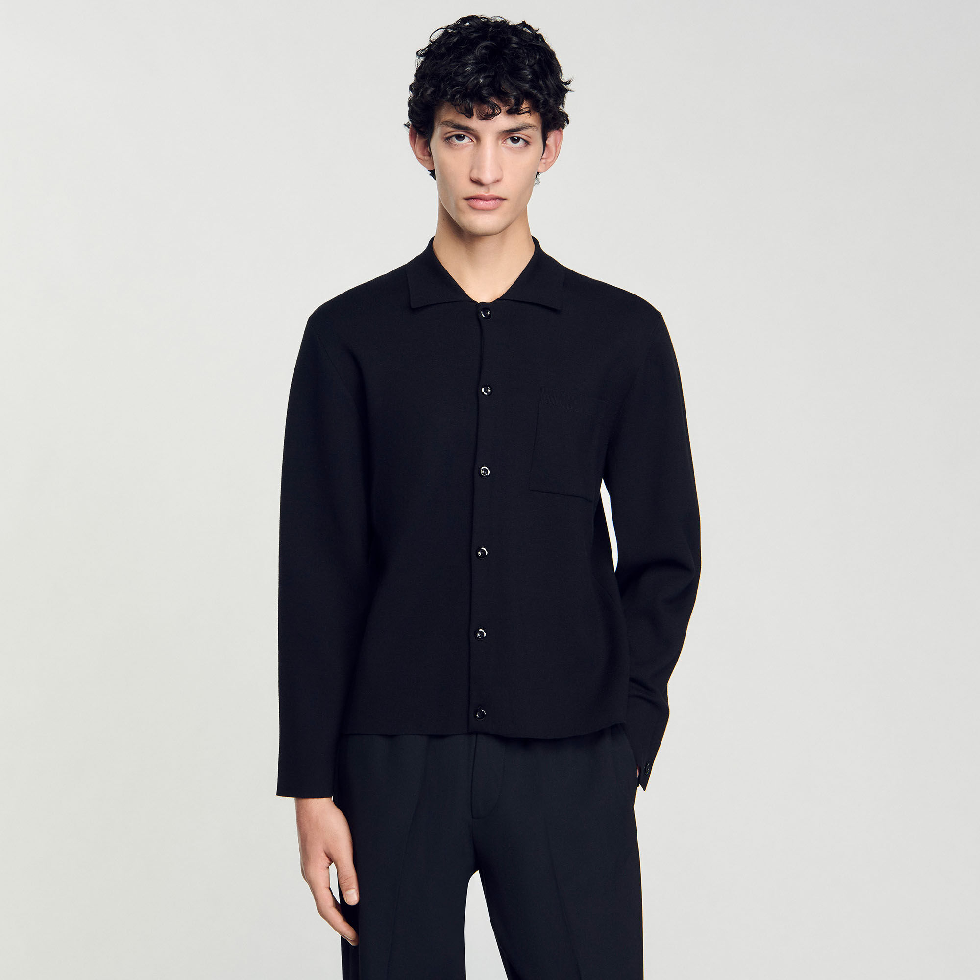 Button-down cardigan black / gray for Men | Sandro Paris