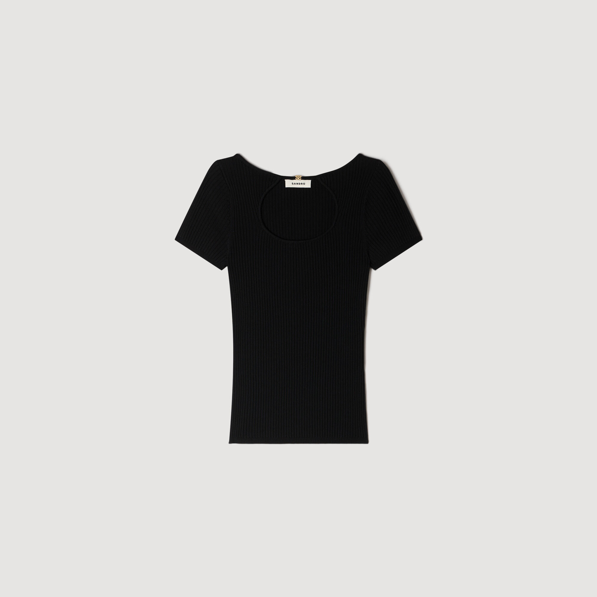 Openwork collar knit top