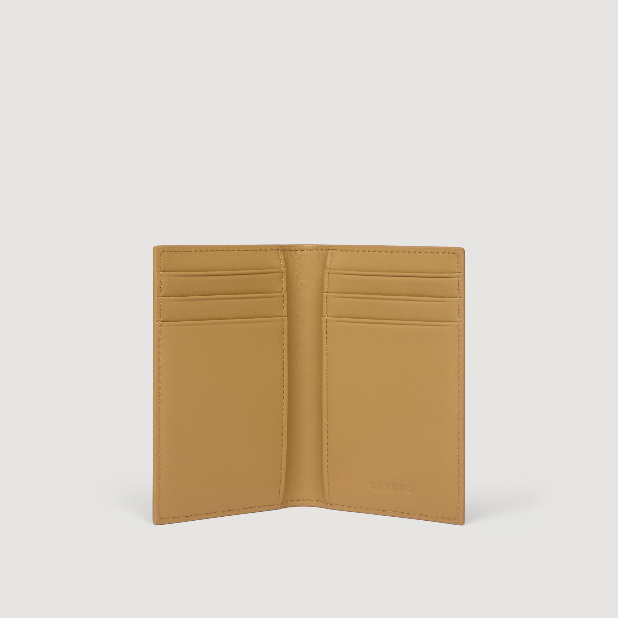 Grained leather card holder