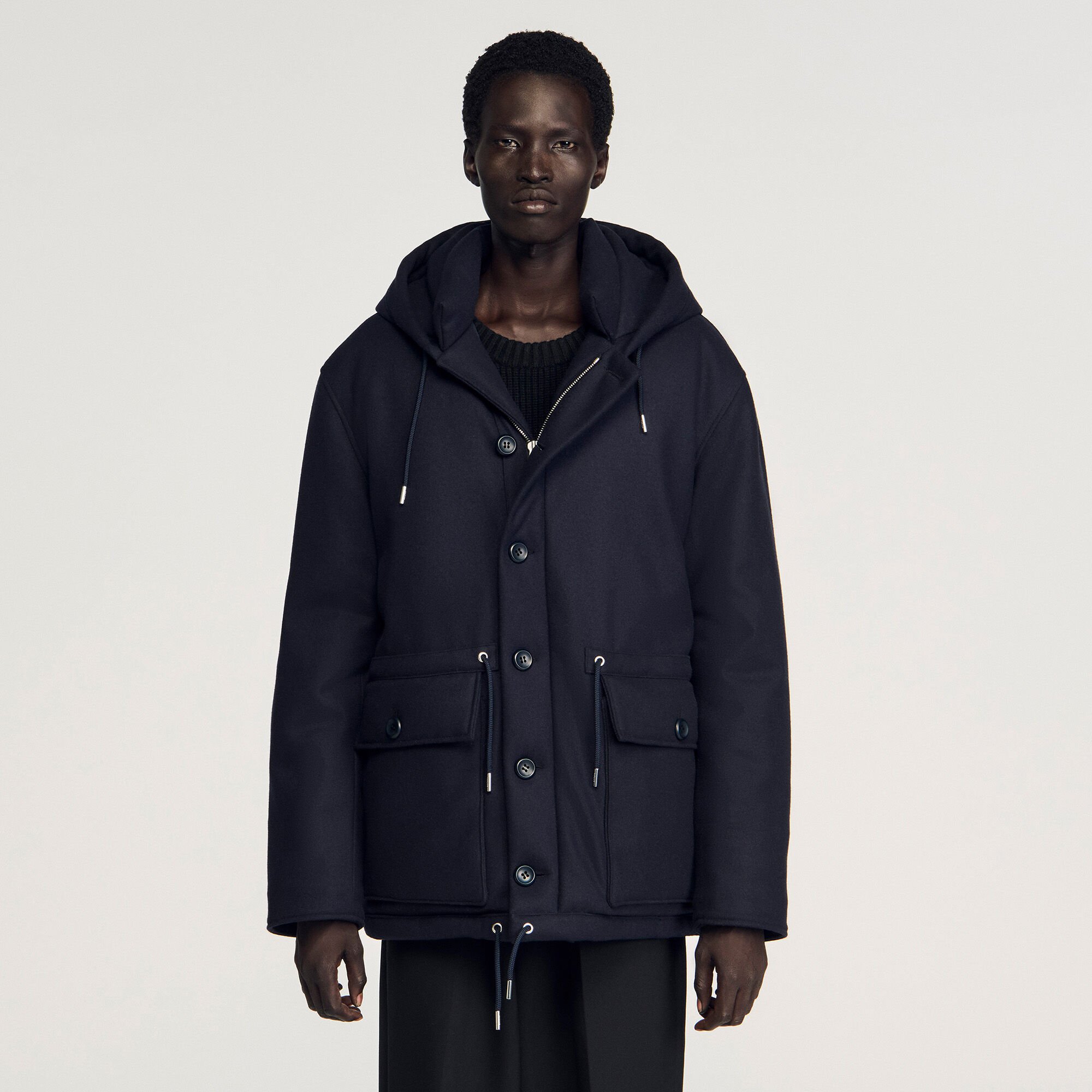Hooded wool parka