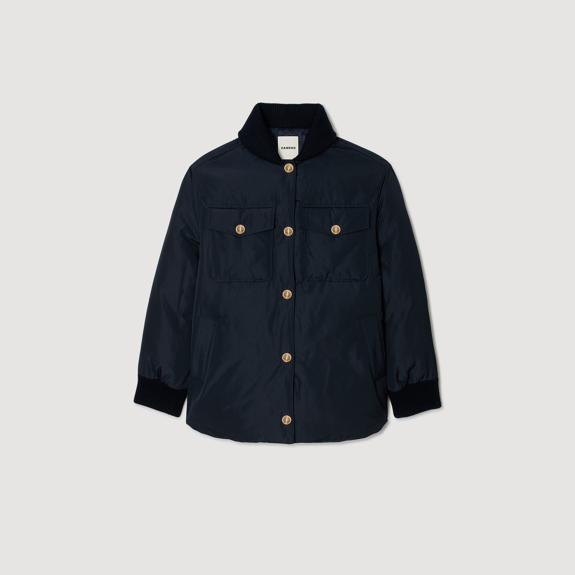 Puffer jacket with teddy collar