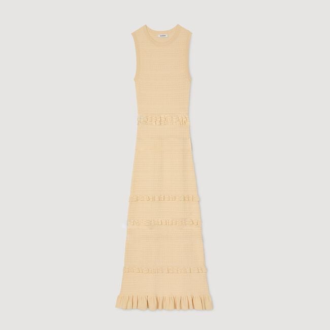 Ruffled knit maxi dress