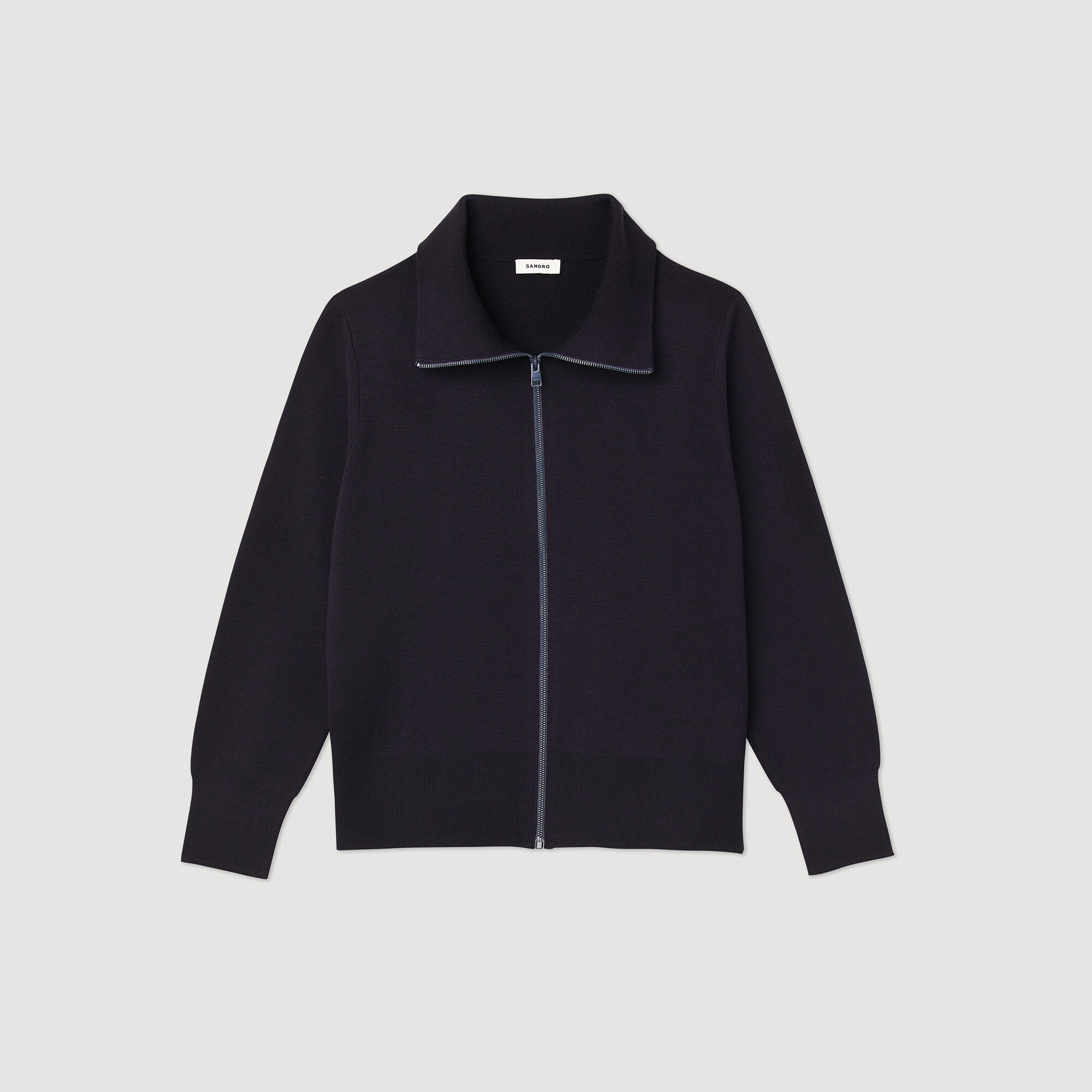 Zip-up wool cardigan