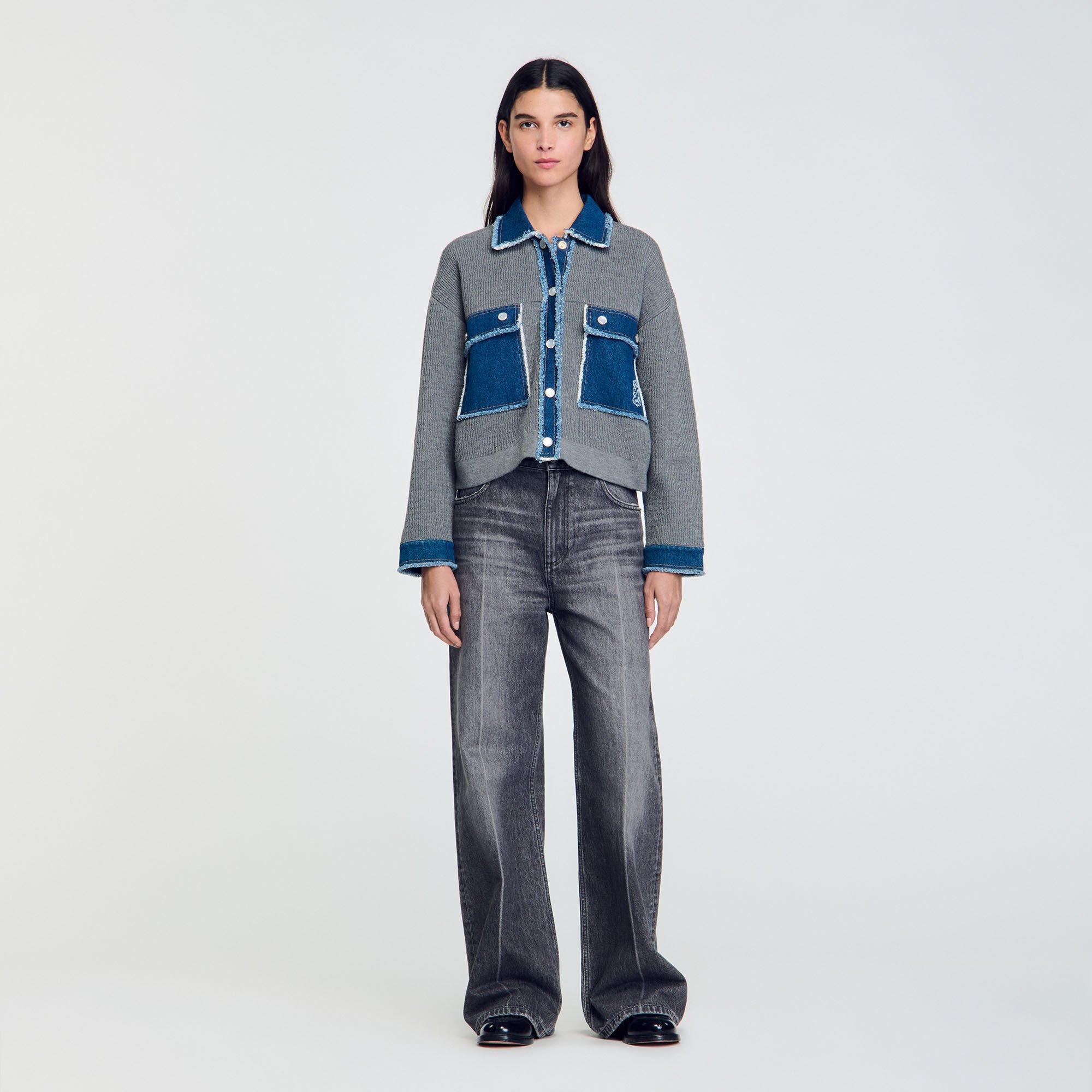 Denim and knitwear coatigan