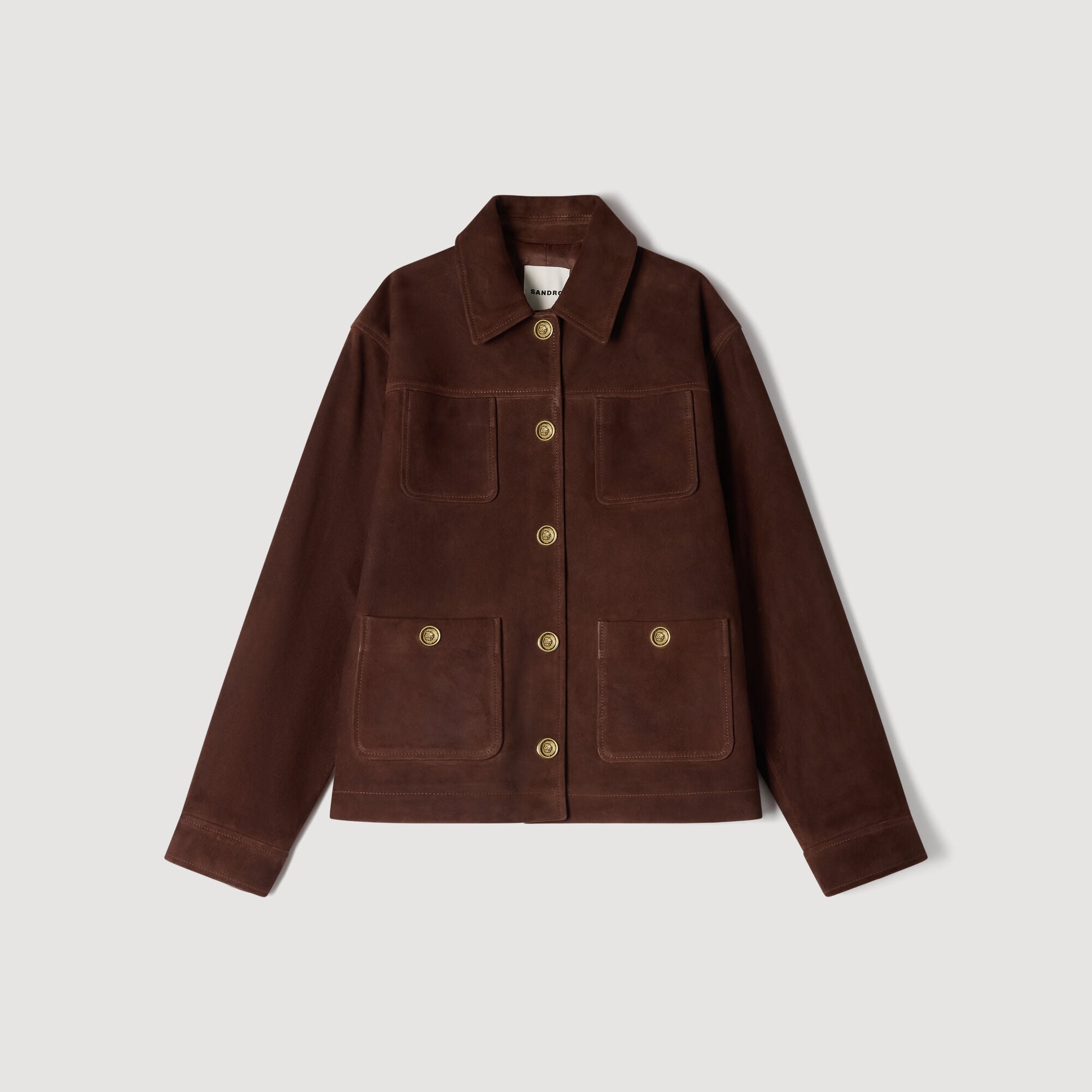 Suede jacket in Black Brown for Women | Sandro Paris