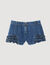 Ruffled denim shorts