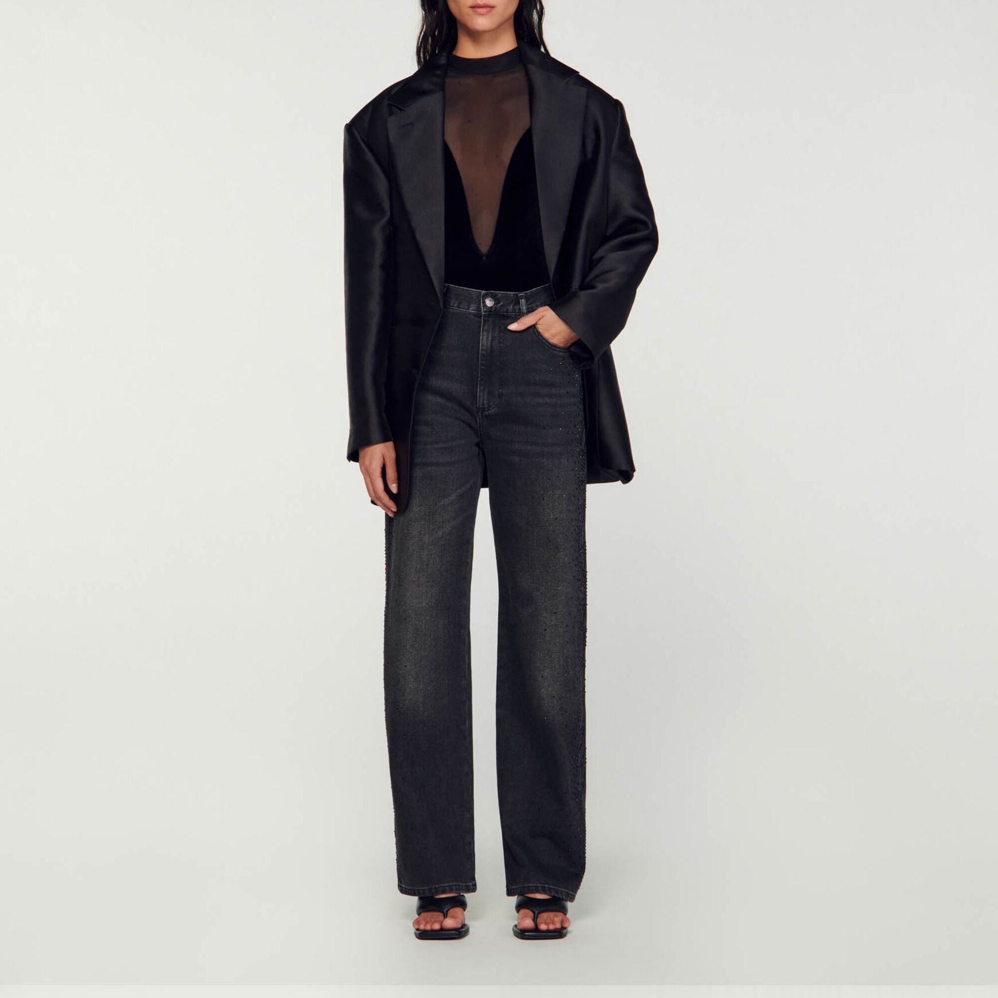 Straight-leg faded jeans