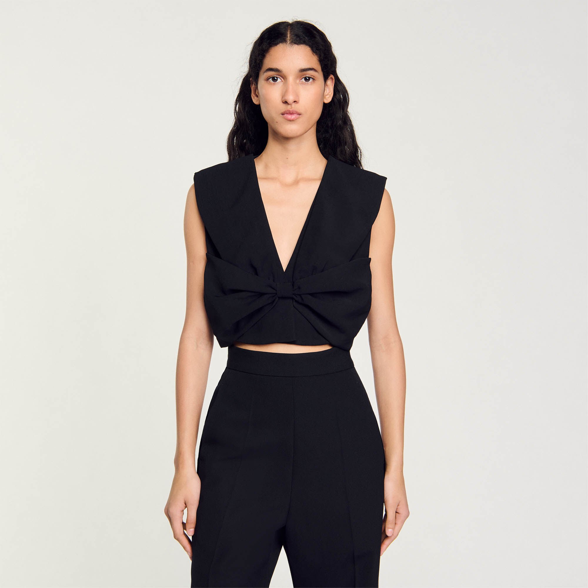 Satin-effect crop top