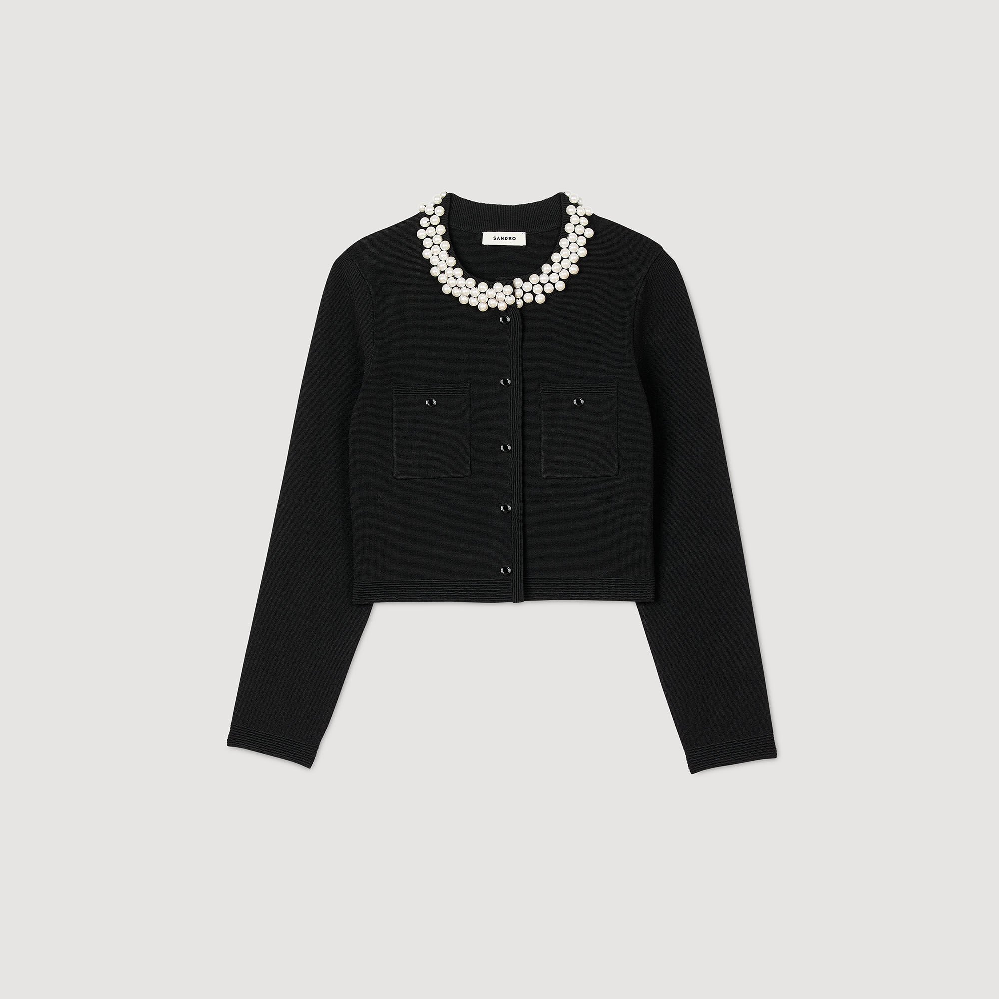 Cardigan with beaded collar