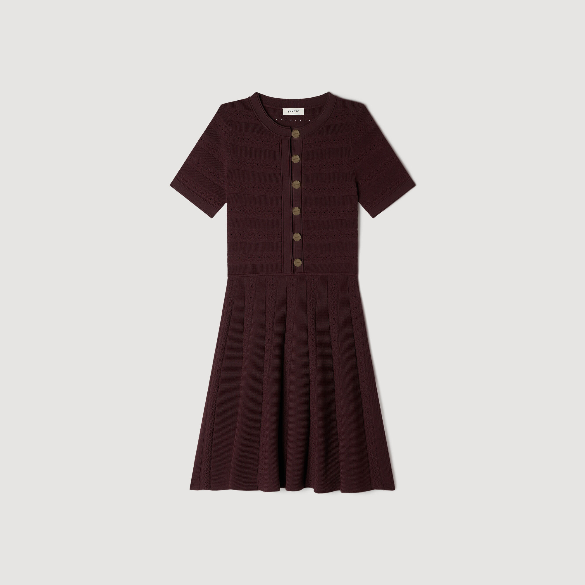 Floral print knit mini dress in Vanilla for Women | Sandro Paris