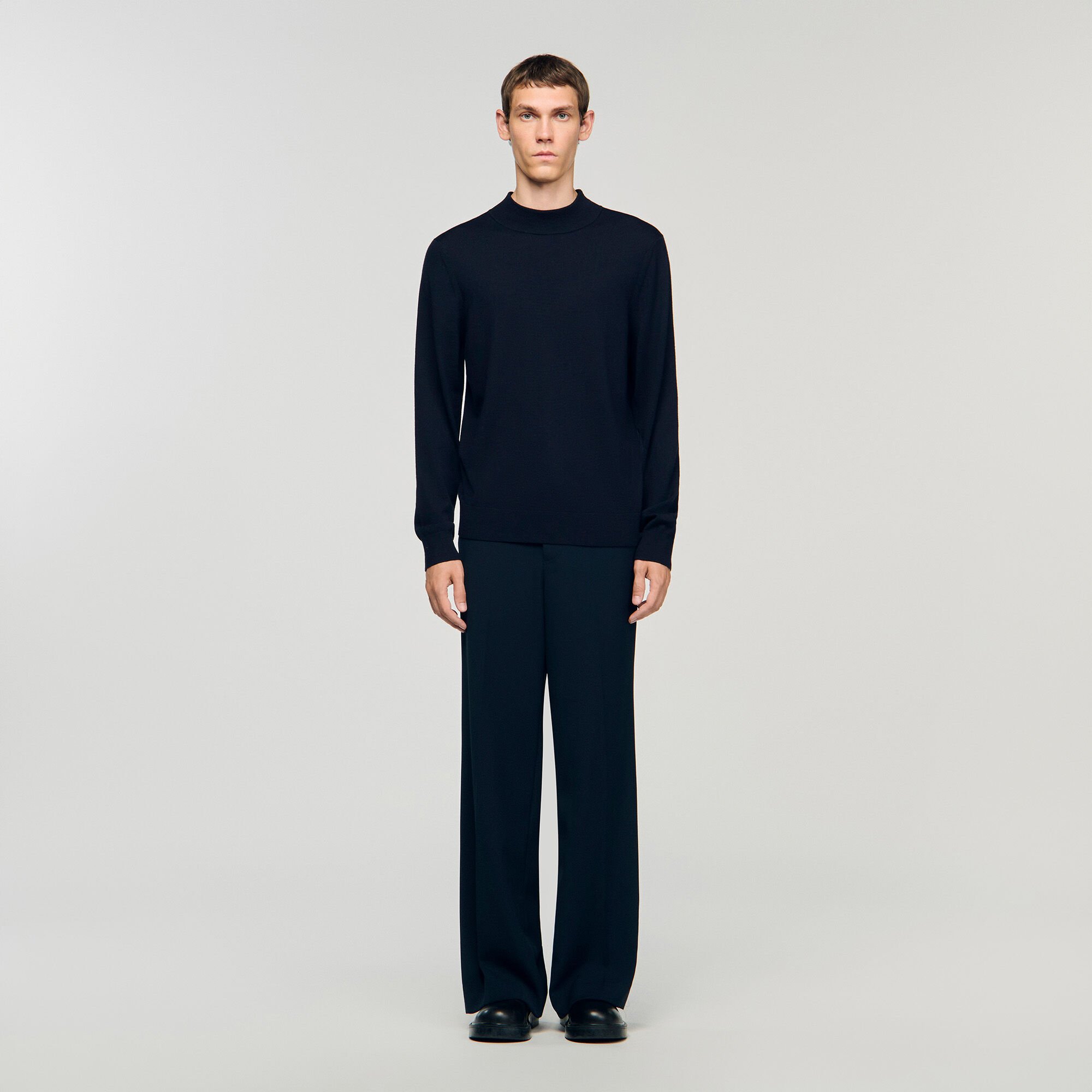 Wool sweater with high neck