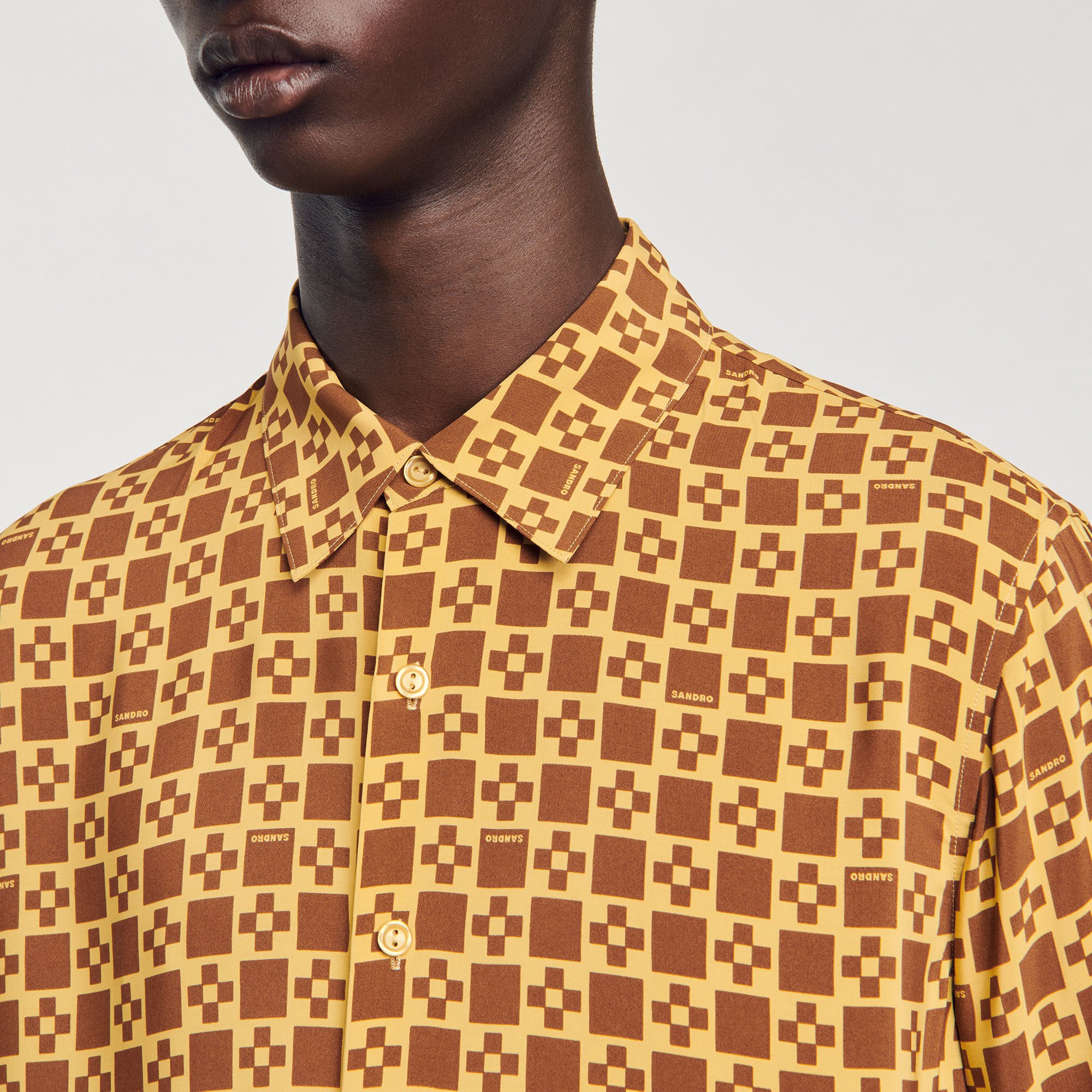 Square cross motif flowing shirt