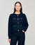 Denim detail rib knit cardigan