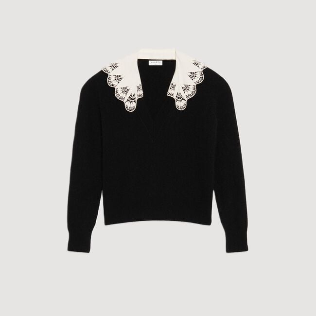 Poplin collar sweater