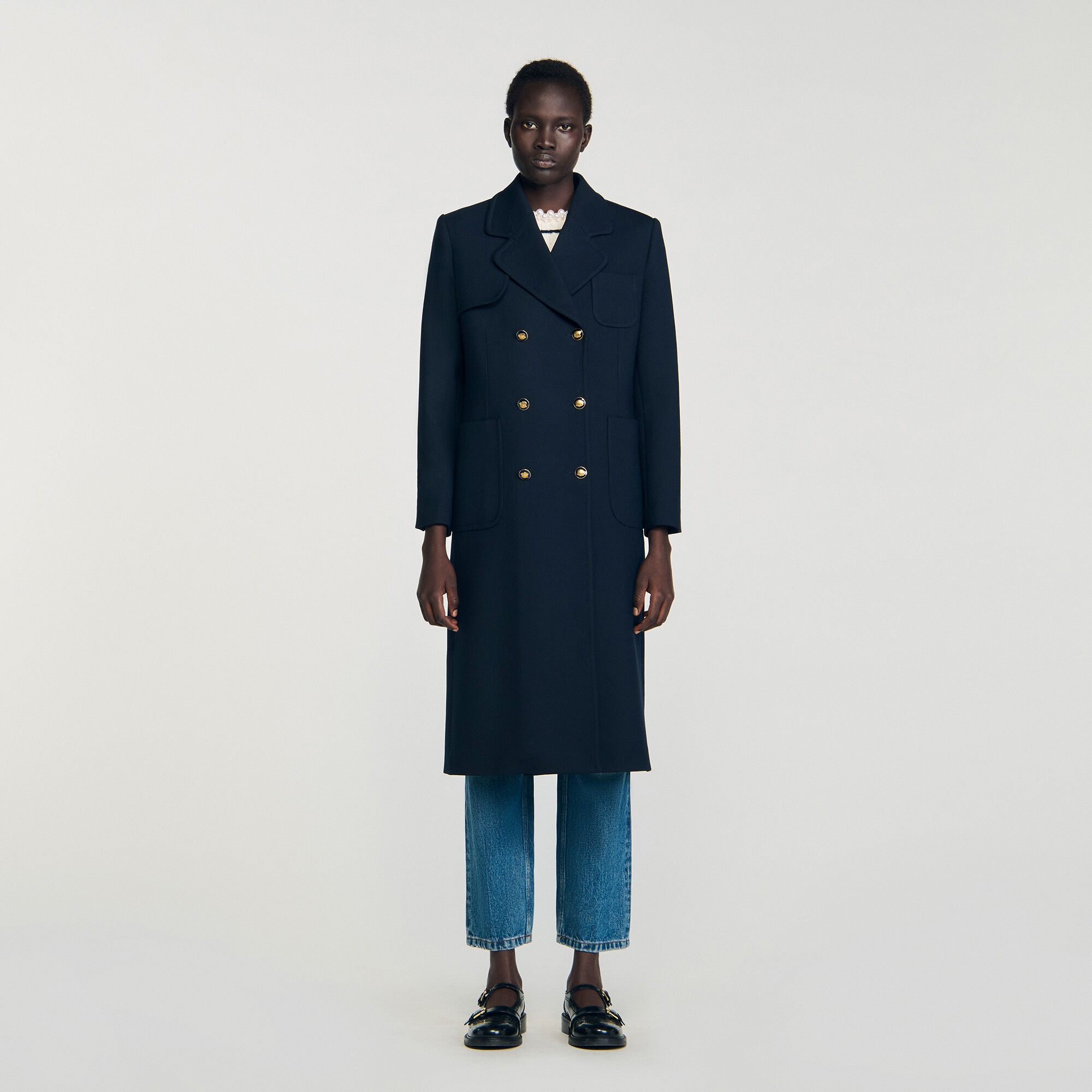 Long double-breasted coat