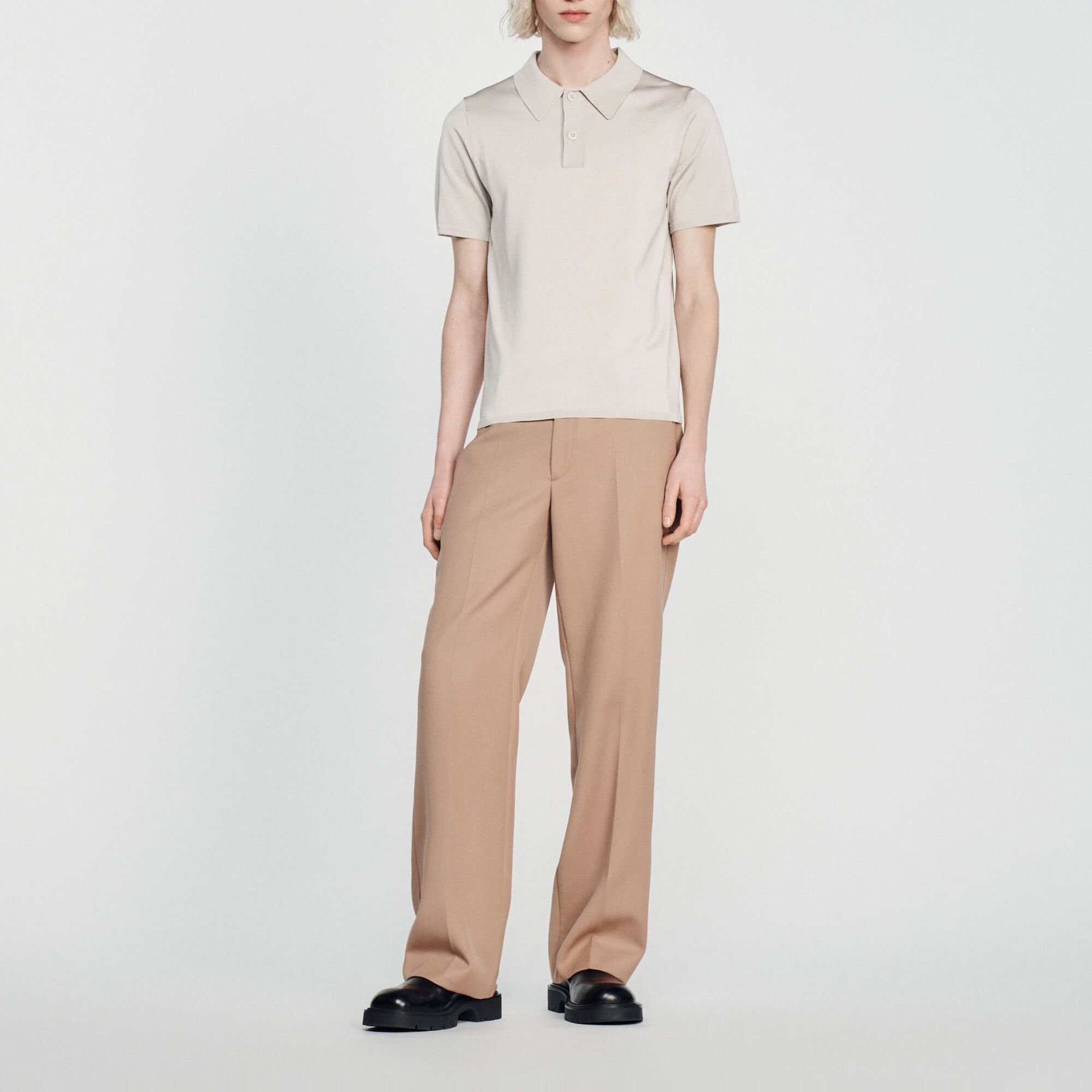 Short-sleeve knitted polo shirt