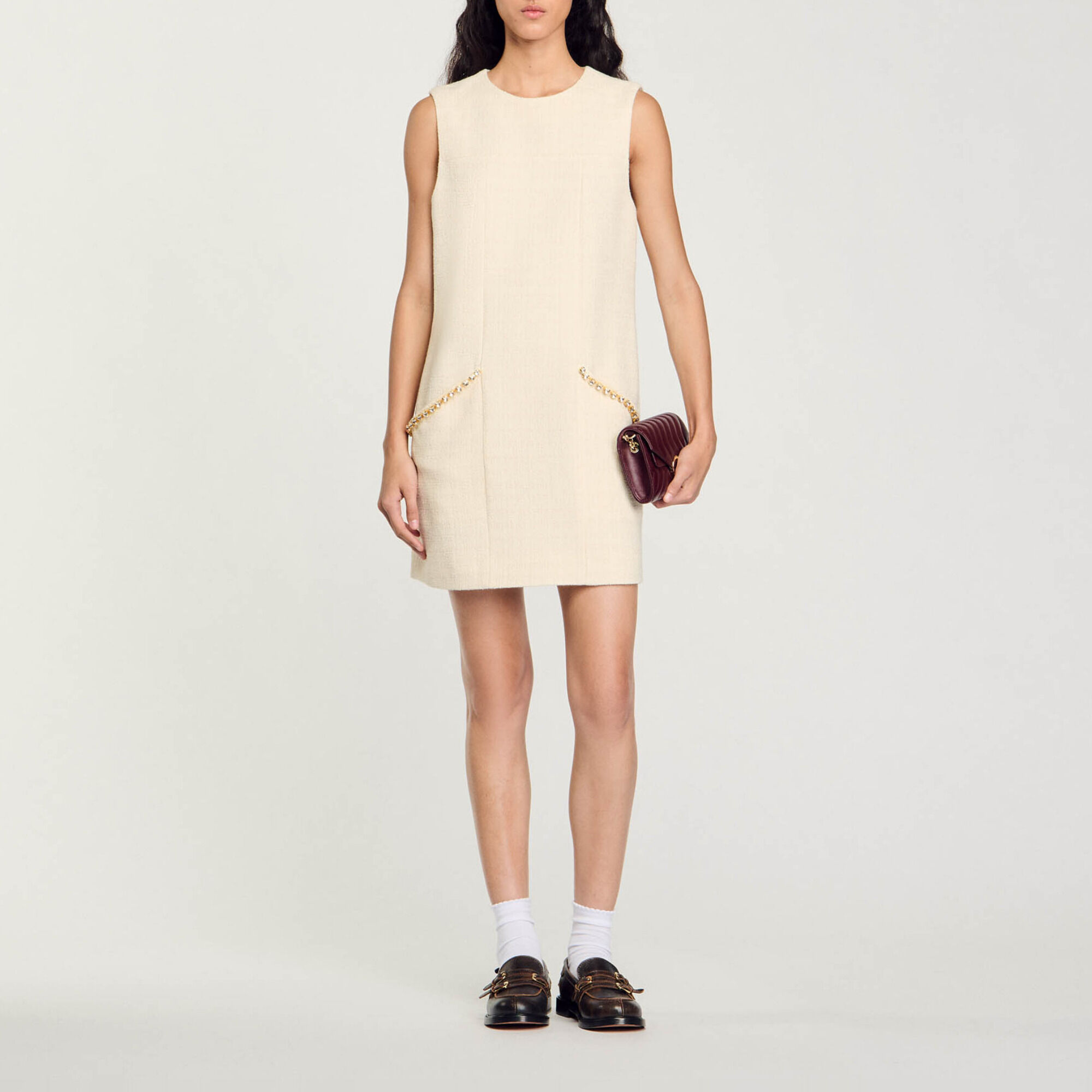 Short rhinestone tweed dress