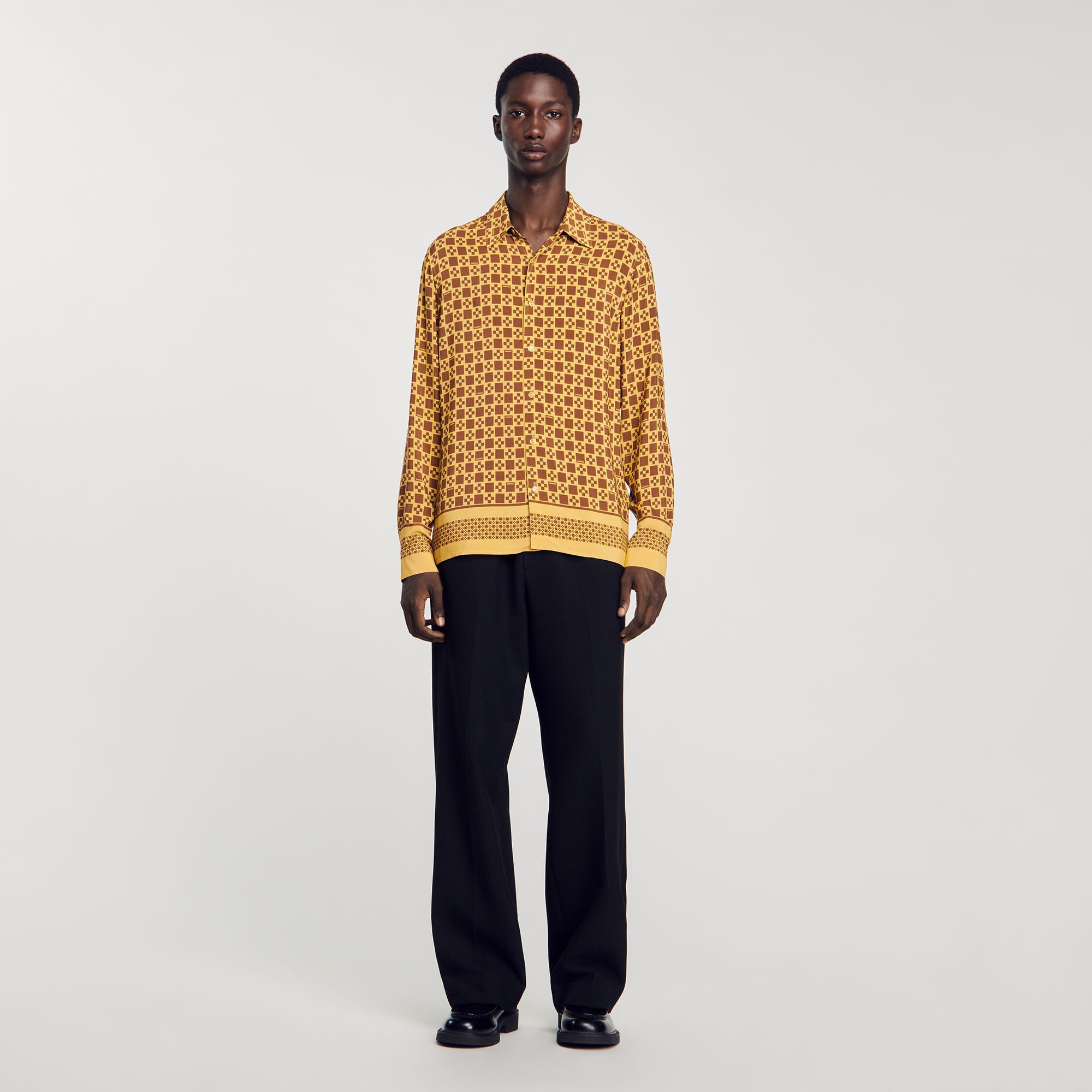 Square cross motif flowing shirt