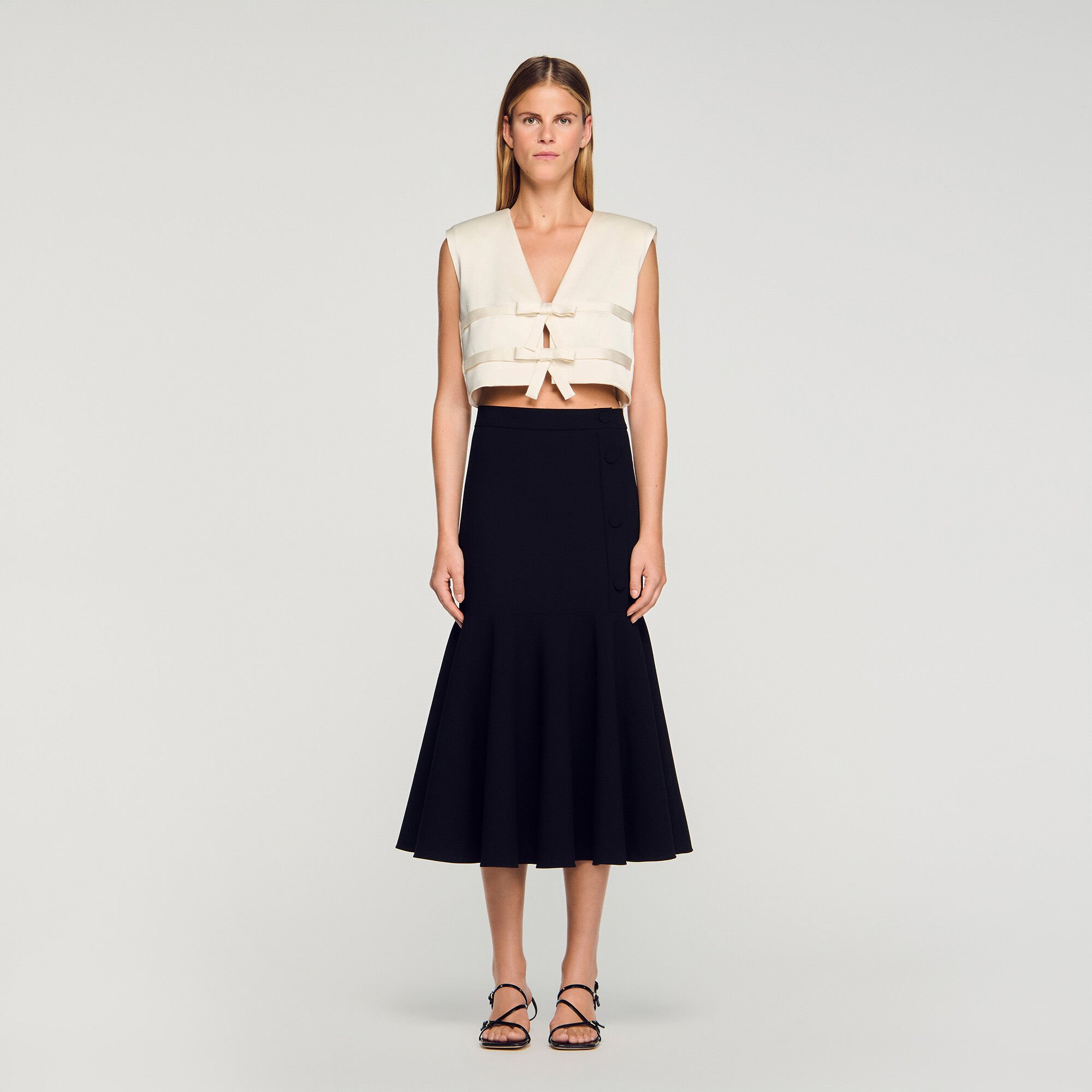 Midi ruffled skirt