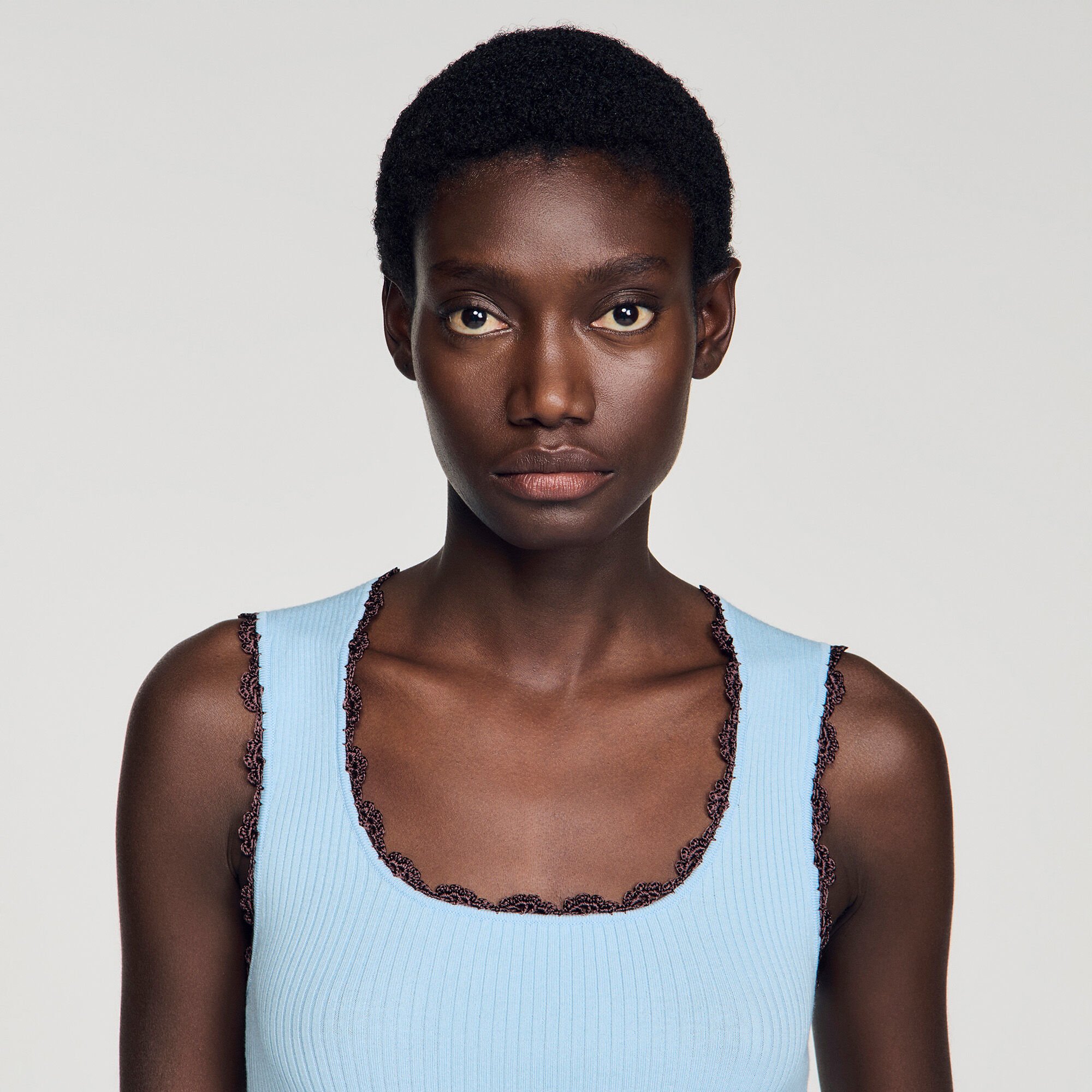 Crochet detail knit top