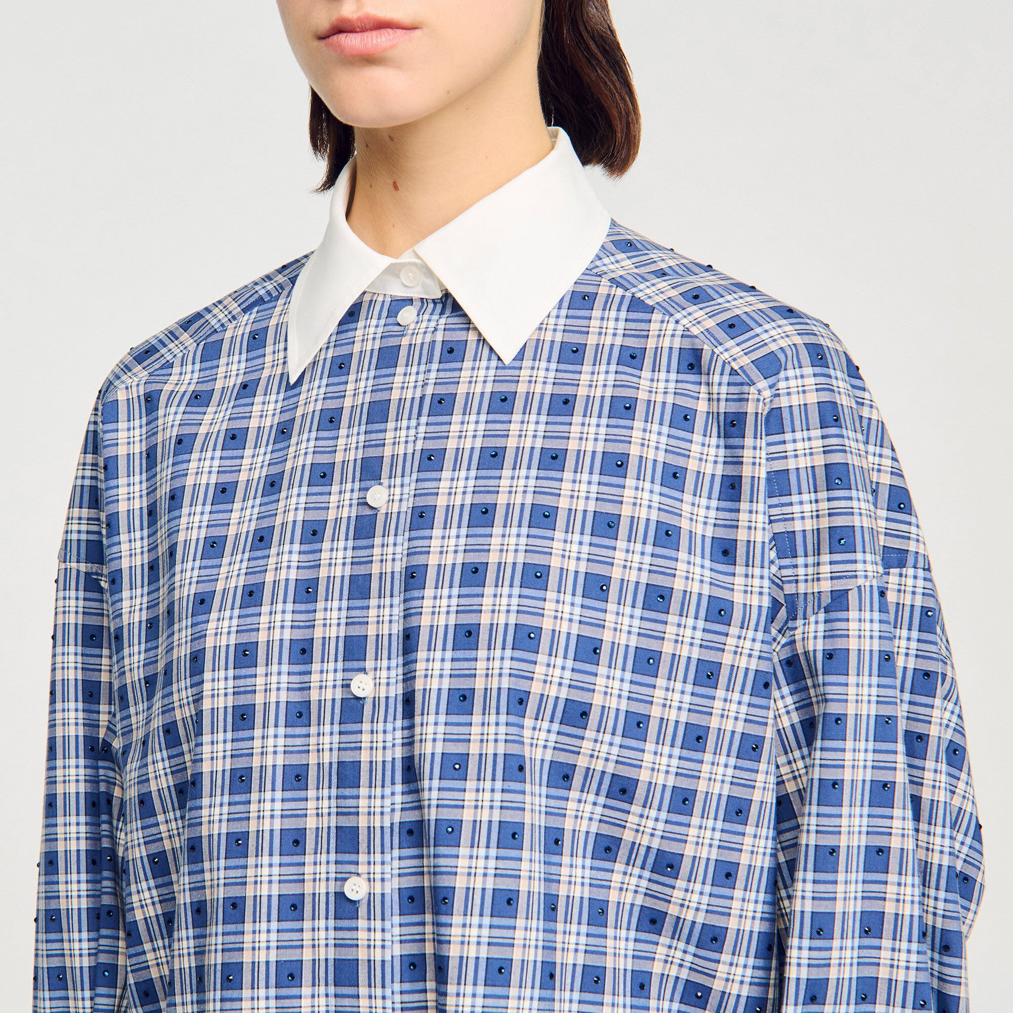 Rhinestone check shirt