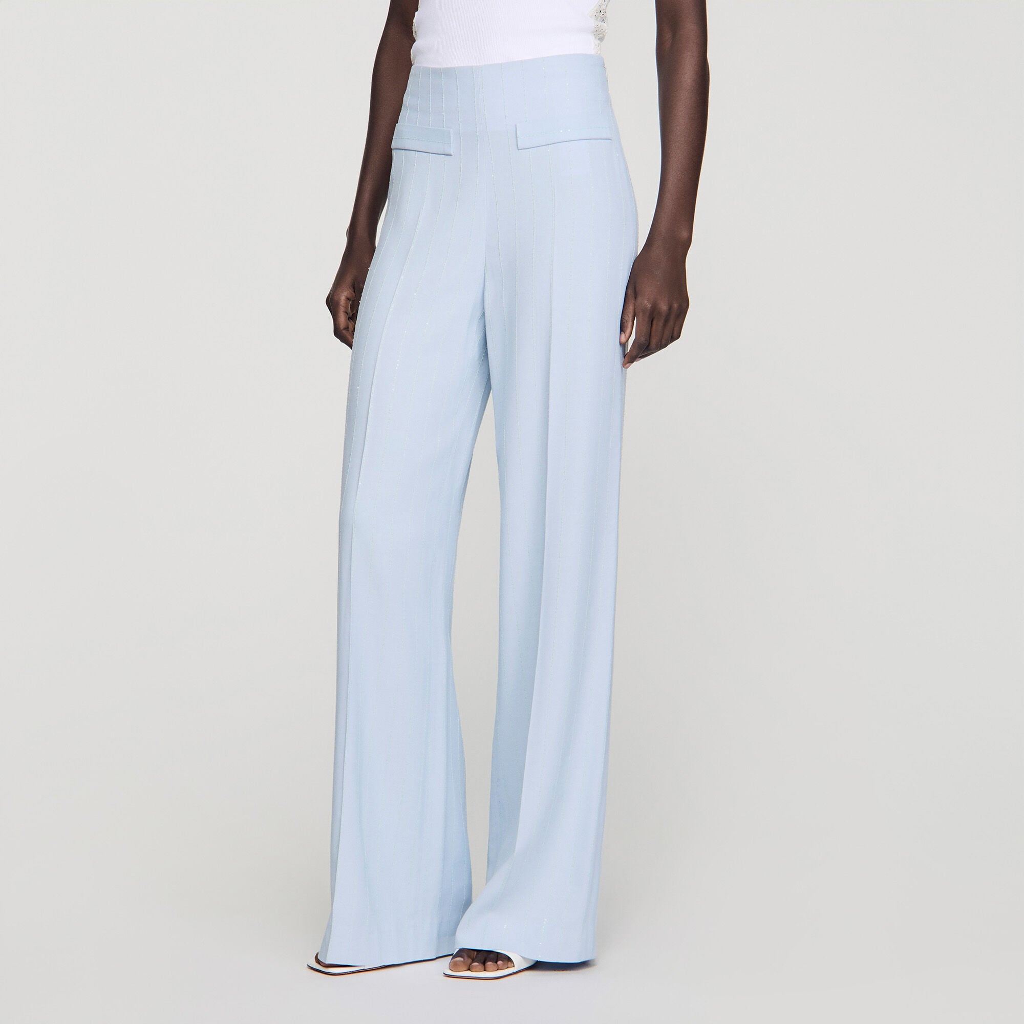 Striped sequin trousers