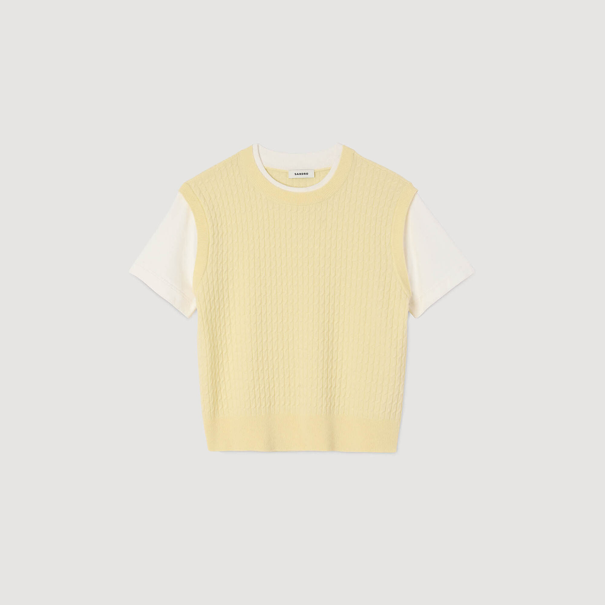 Dual-material knit sweater