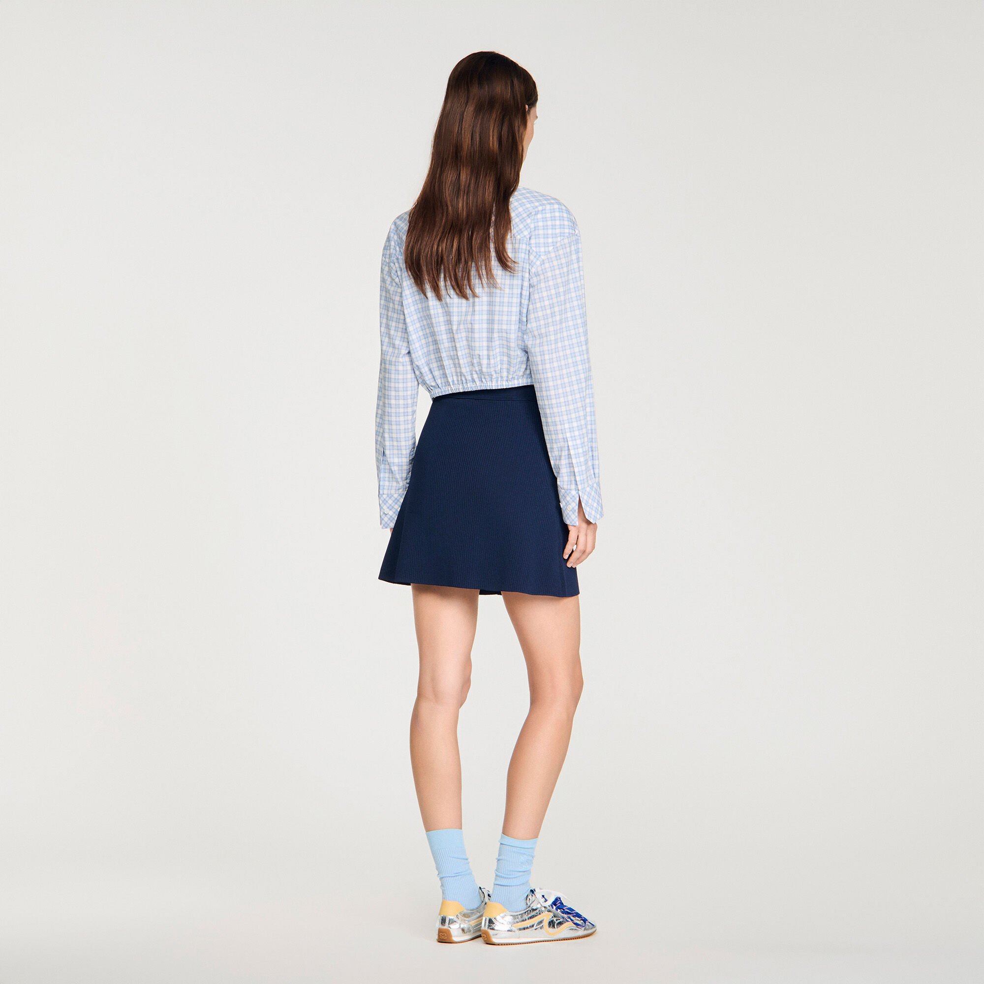 Mini ribbed skirt with press studs