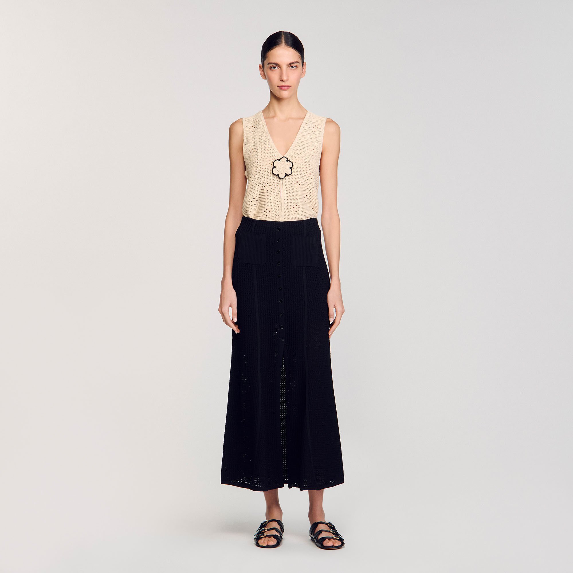 Maxi decorative knit skirt