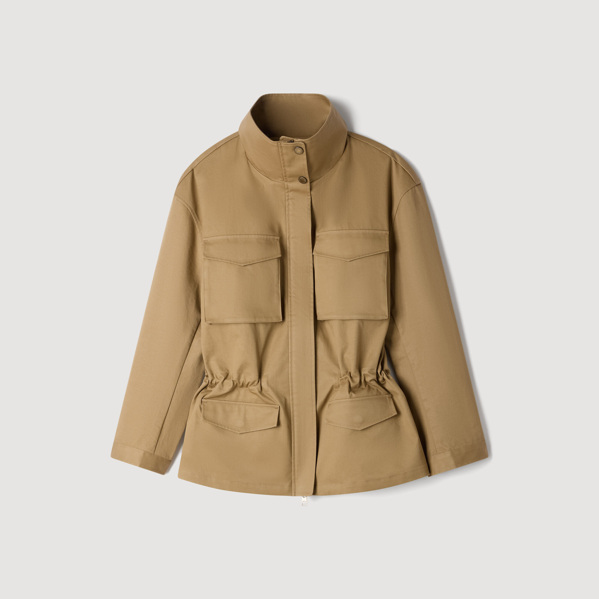 Jacket with adjustable waist in Camel for Women | Sandro Paris