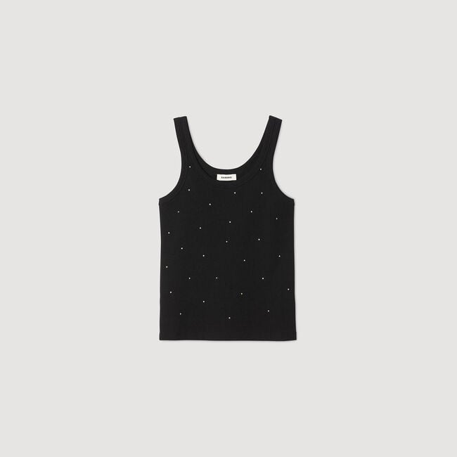 Jersey tank with rhinestones
