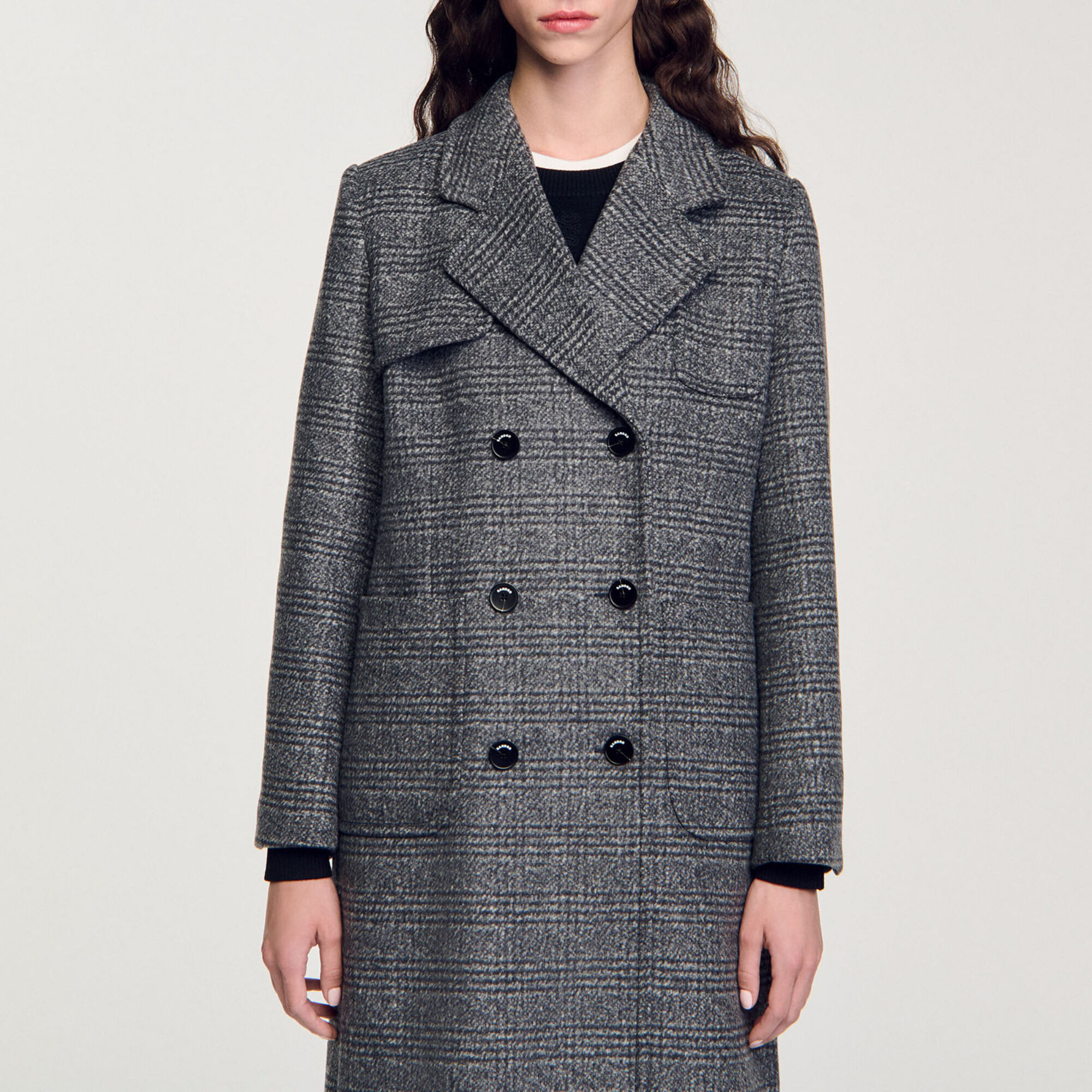 Long checked coat
