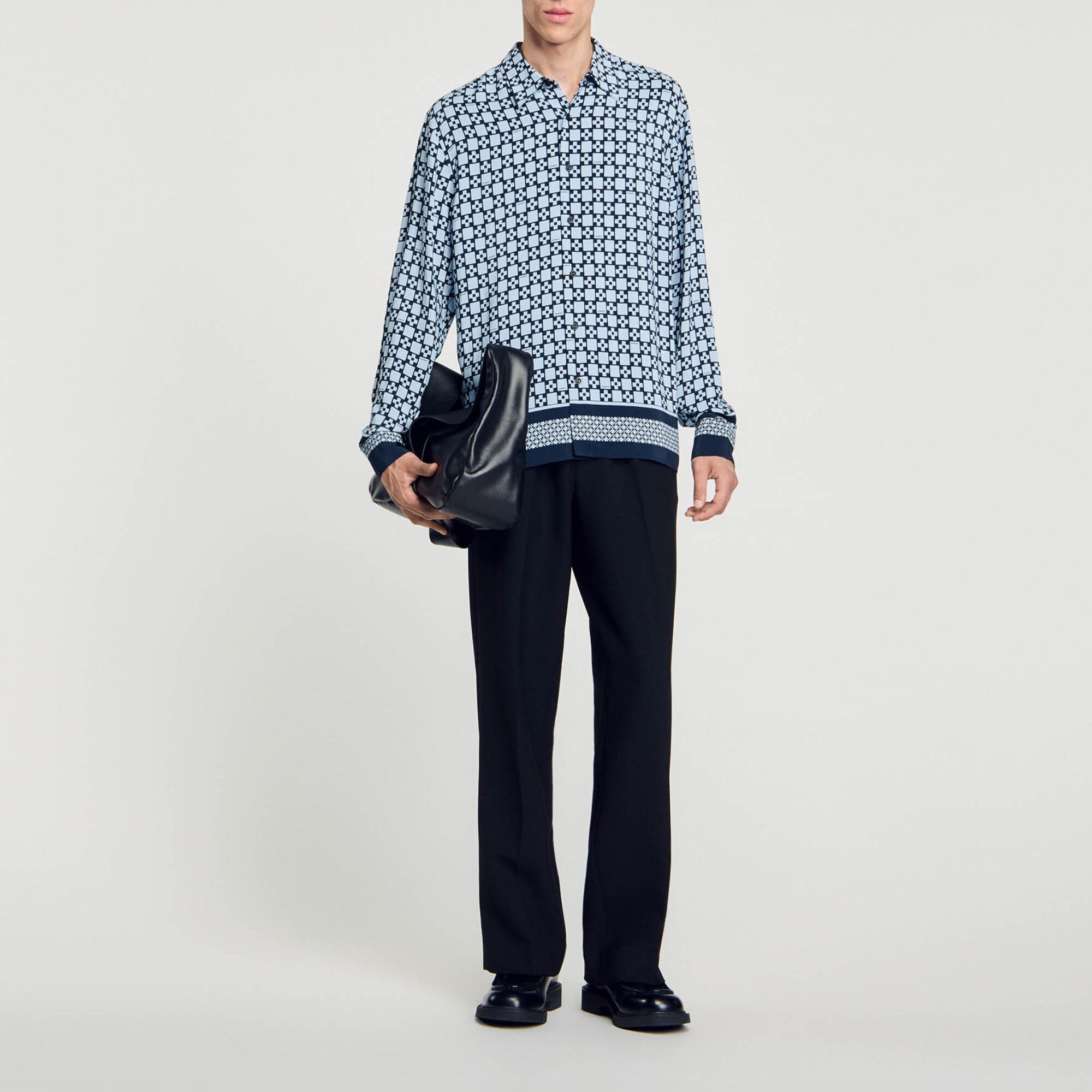 Square cross motif flowing shirt