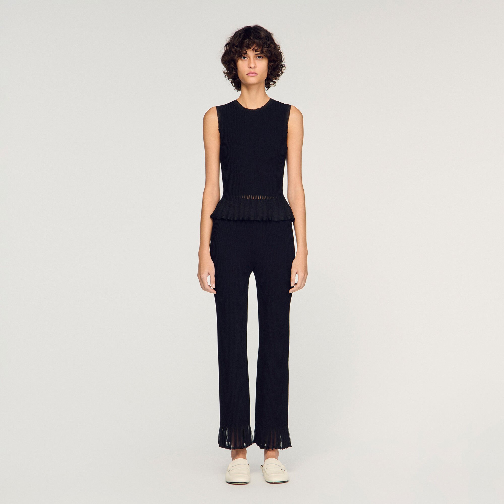 Ruffled ottoman knit sweater