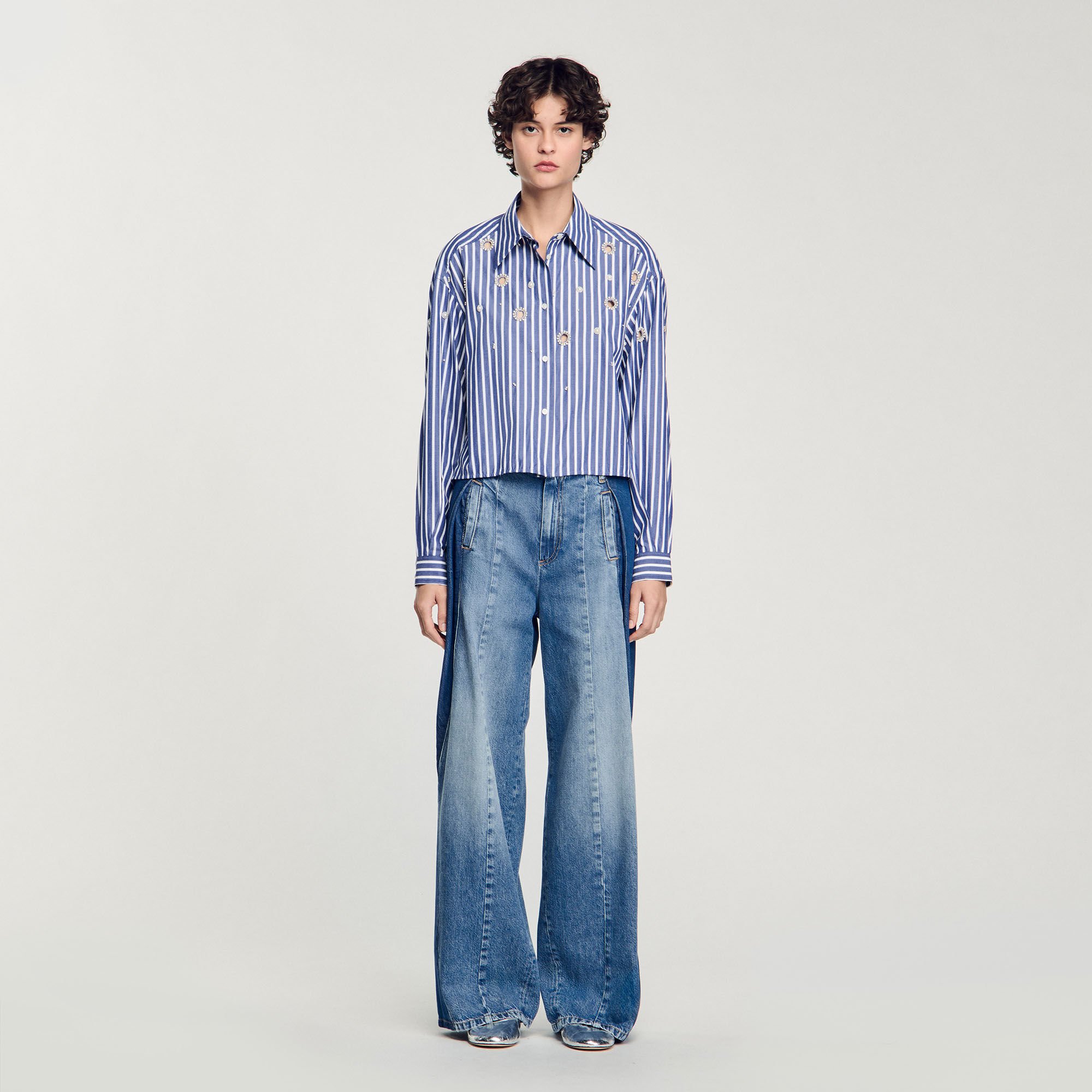 Beaded striped shirt