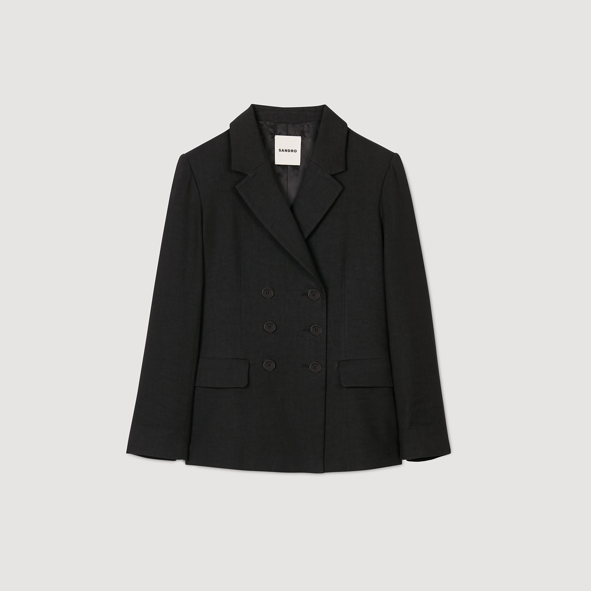 【SANDRO】 Double-breasted suit jacket Double-breasted suit jacket black / gray For Women | Sandro