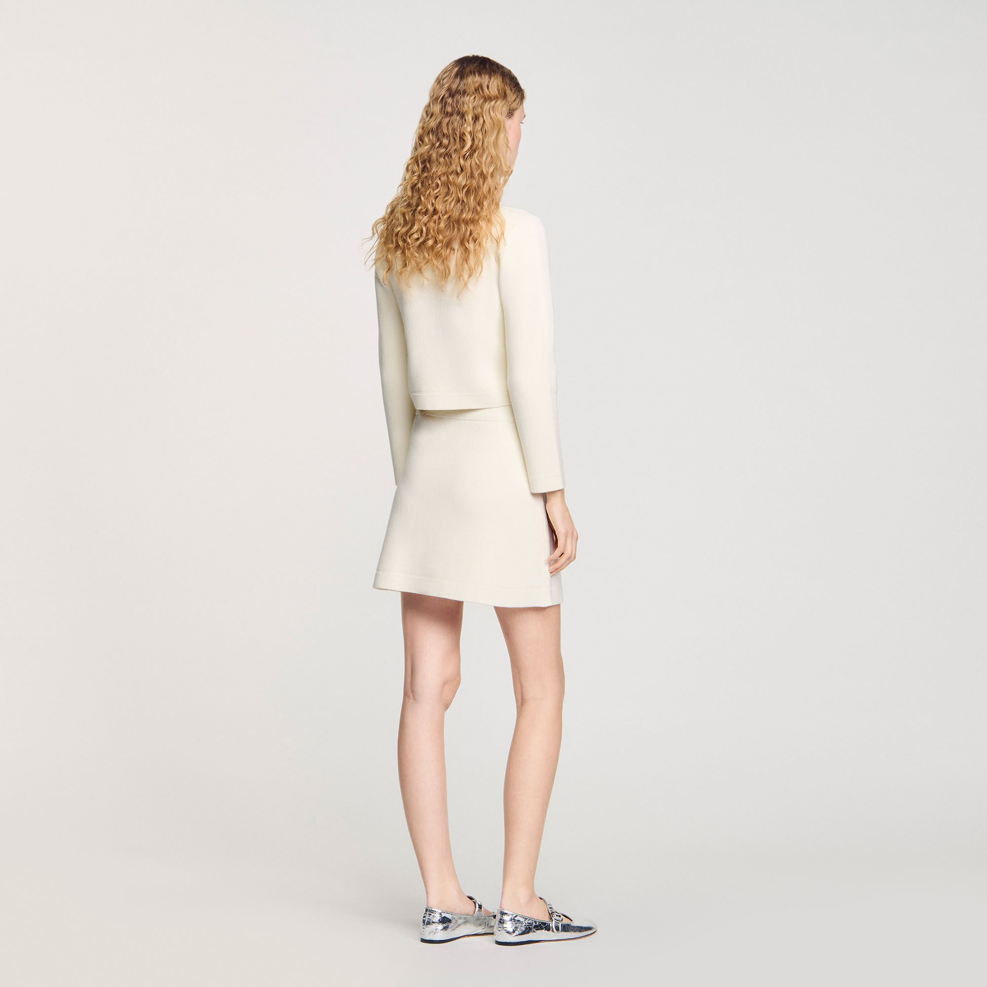 Sandro★ミニスカート★ベージュ Mini rib-knit skirt white / beige For Women | Sandro Paris