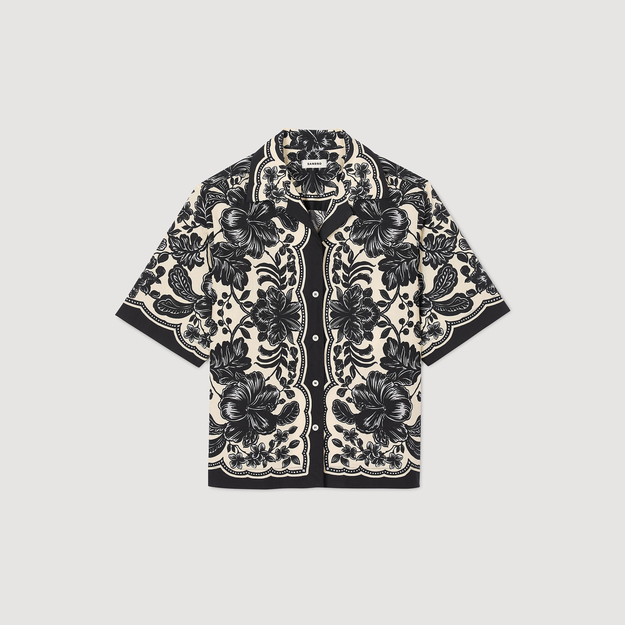 美品  For beige / white shirt motif Floral Women Paris Sandro | トップス