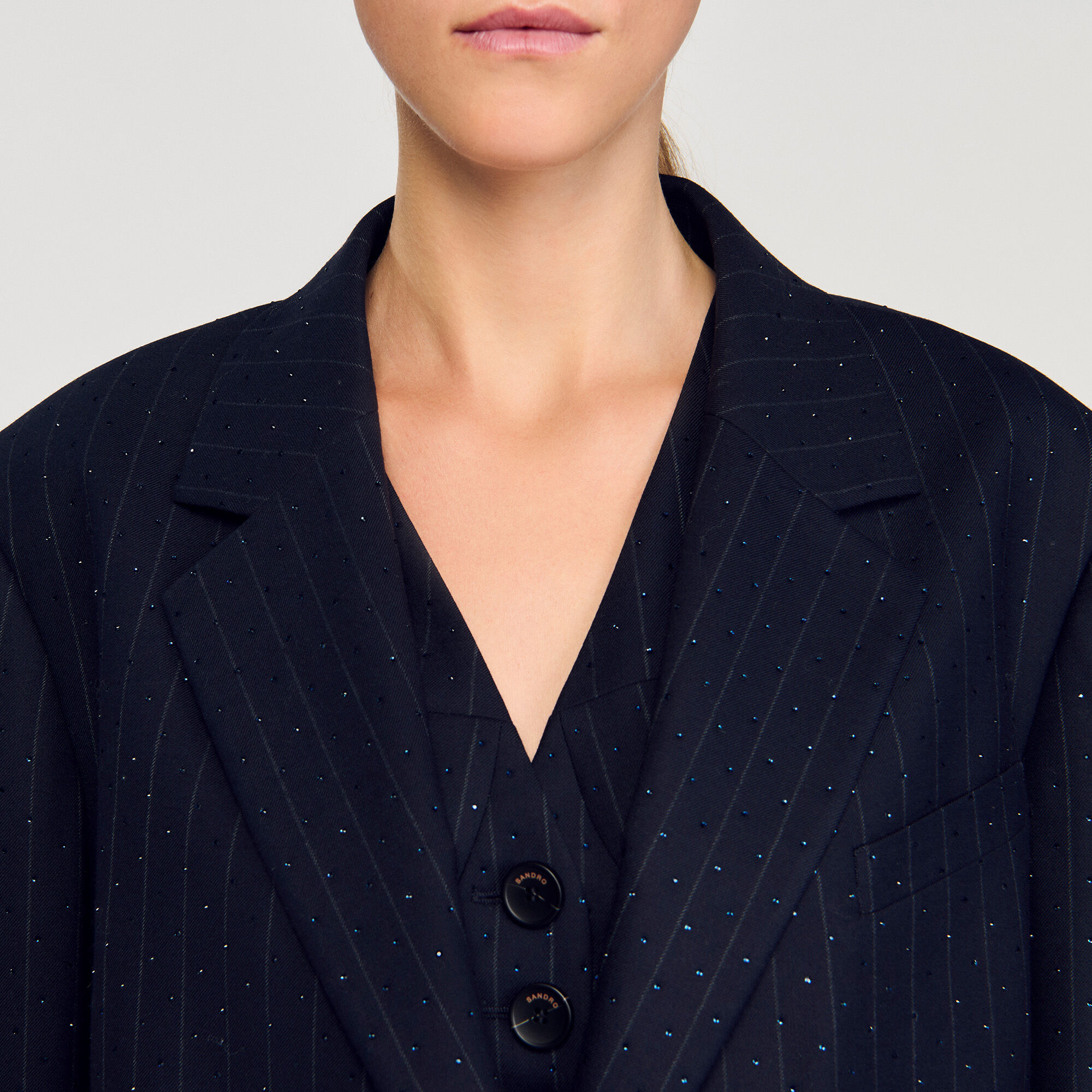 Striped rhinestone suit jacket