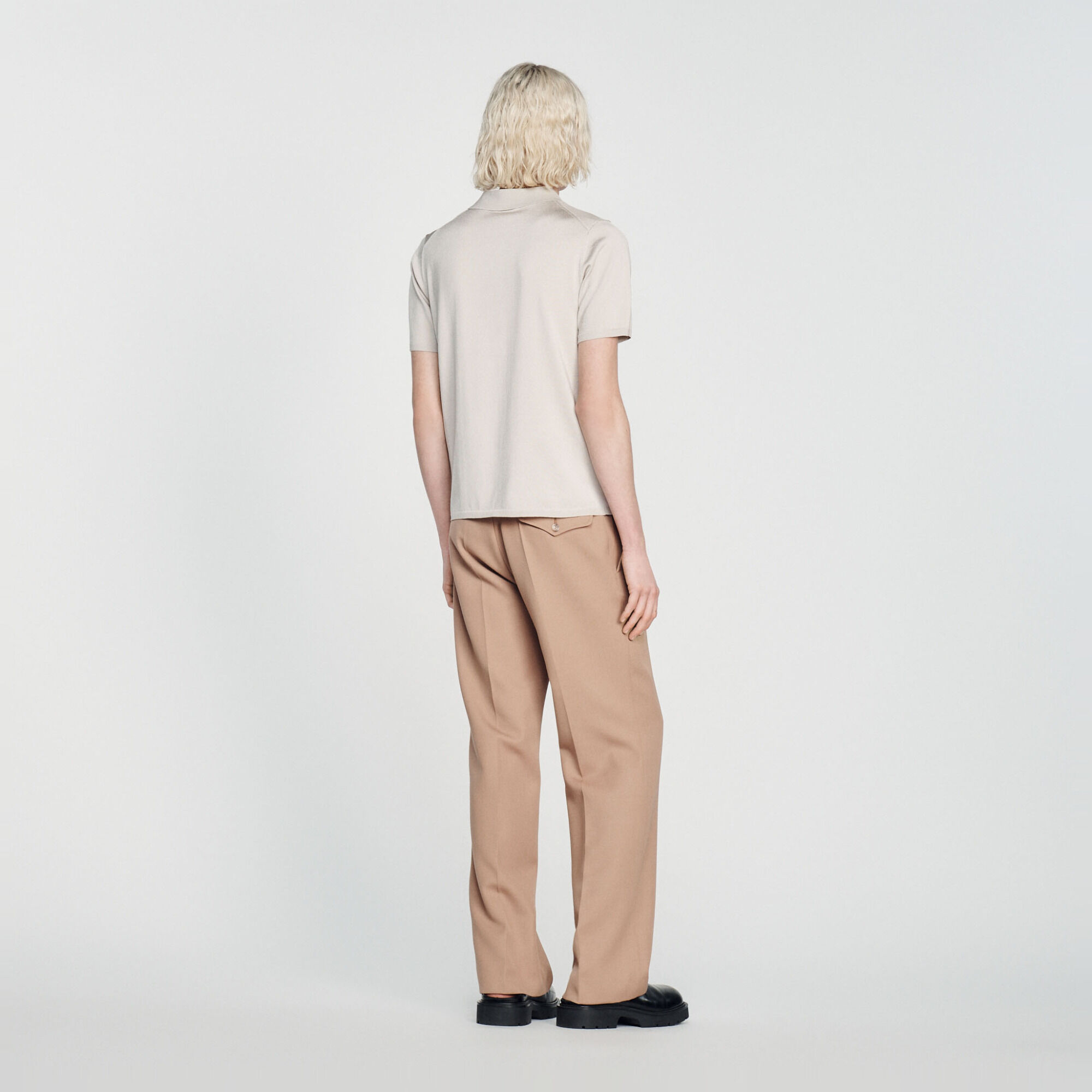 Short-sleeve knitted polo shirt